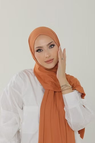 Caramel Peach Premium Viscose Jersey Shawl | Luxurious Drape, Non-Slip Fabric