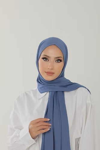 Indigo Light Blue Premium Viscose Jersey Shawl | Luxurious Drape, Non-Slip Fabric