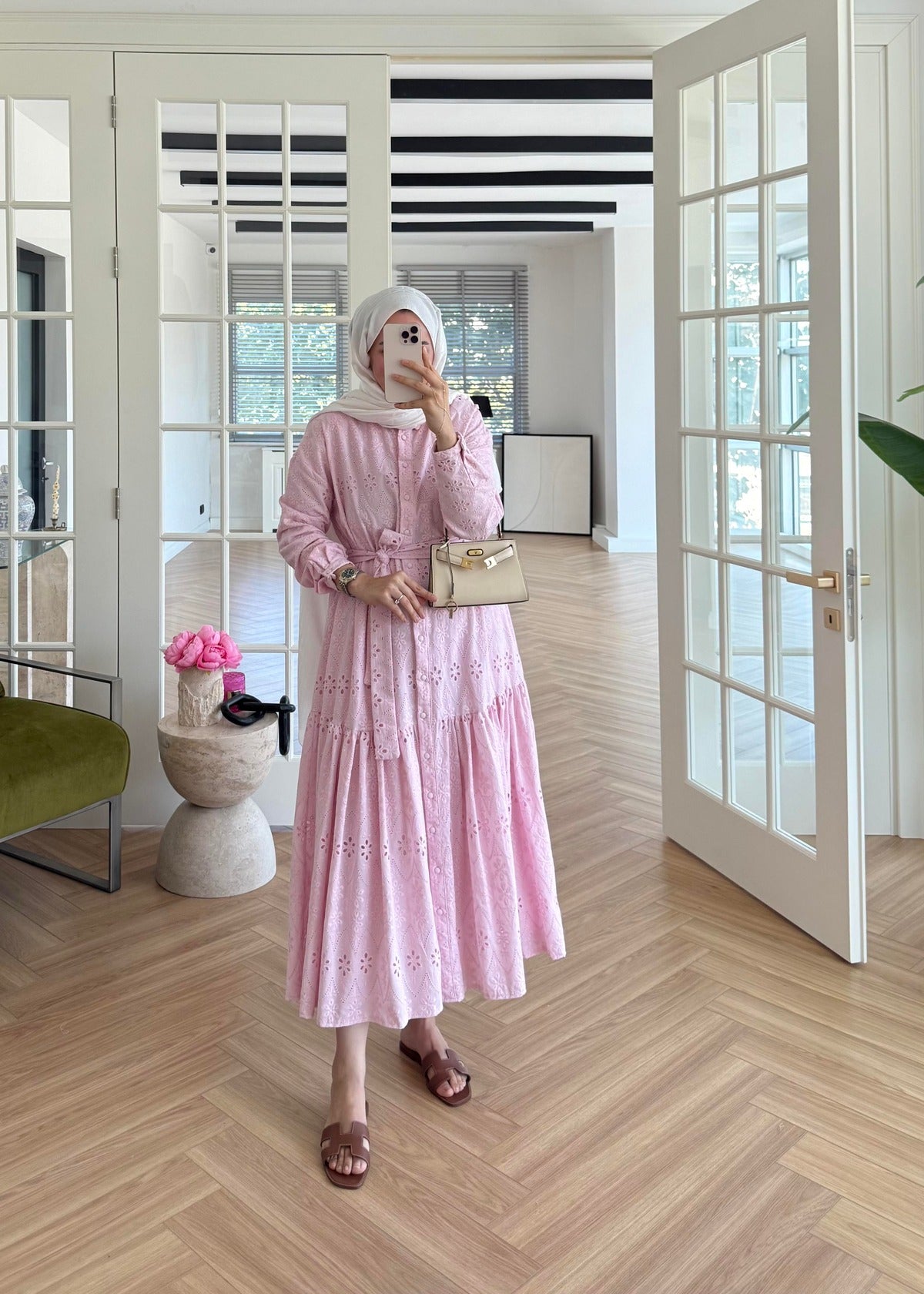 Lace Trim Dress – Pink