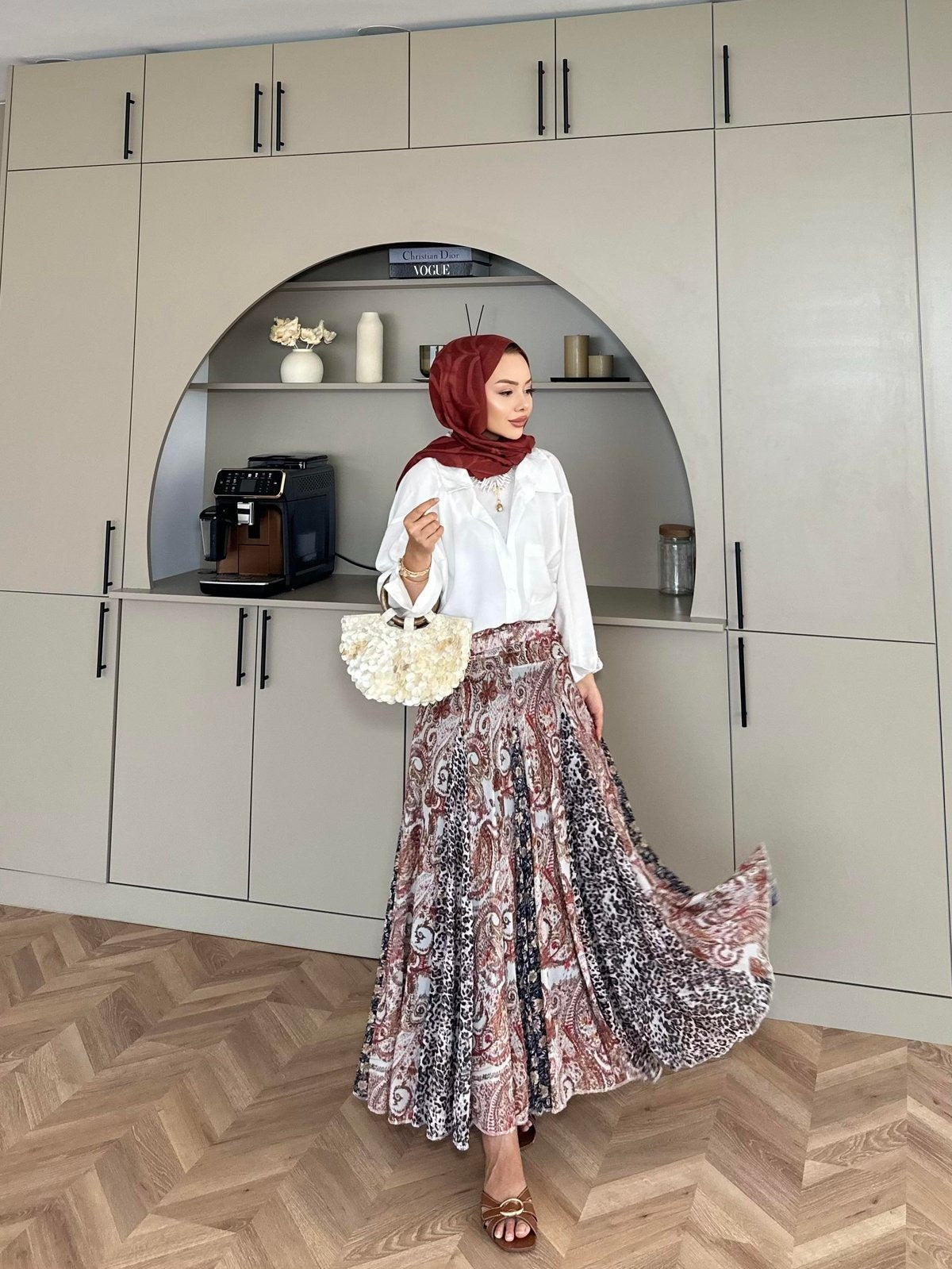 Boho Patterned Chiffon Skirt