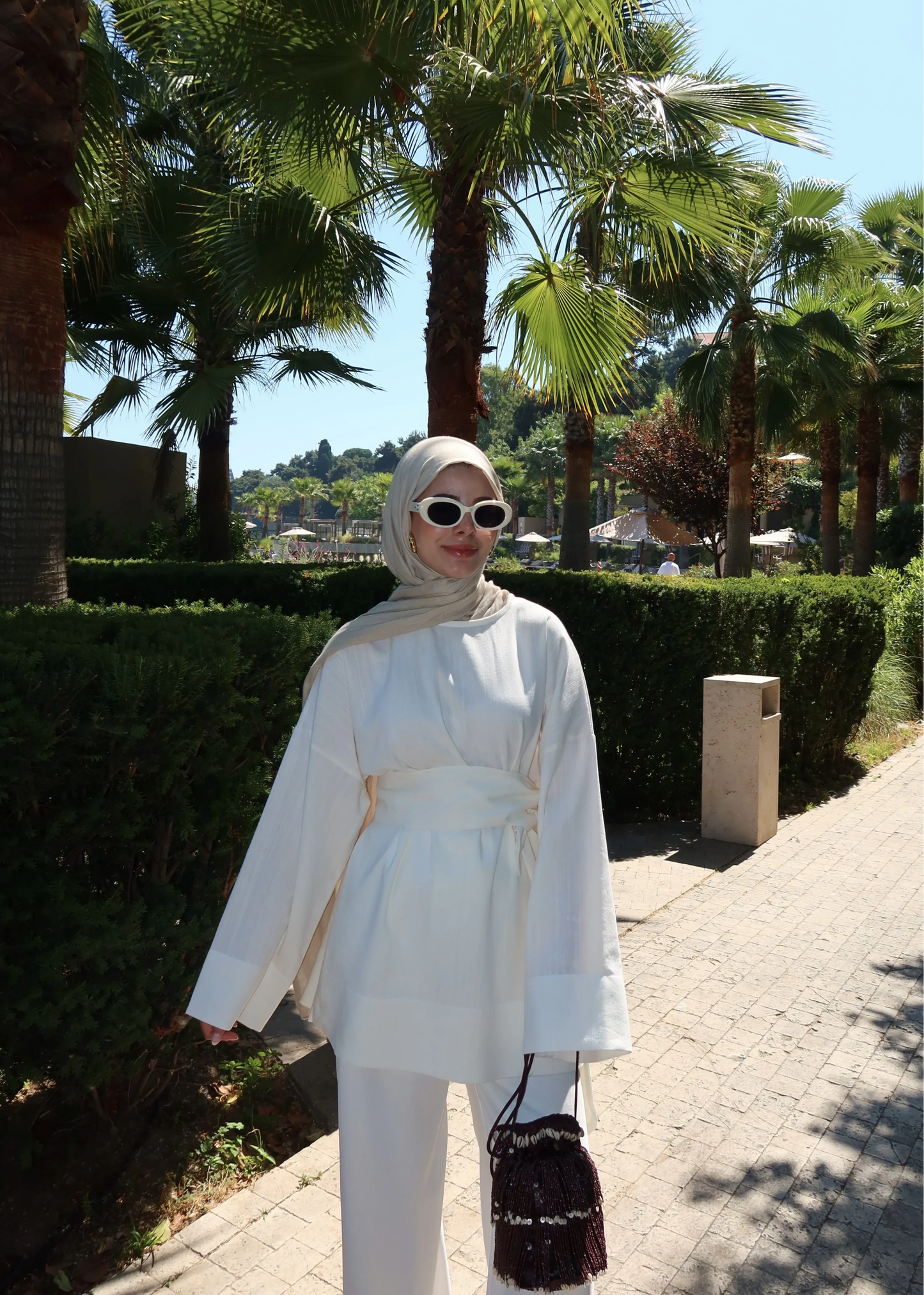 White Belted Linen Tunic