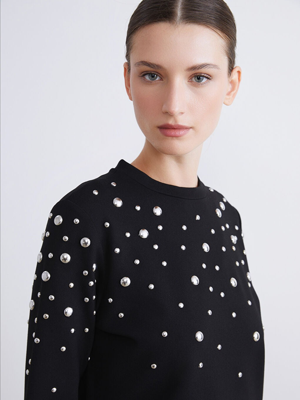 Black Appliqué Sweatshirt Tunic