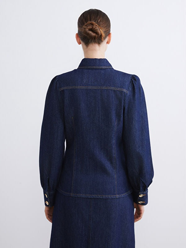 Indigo Shirt-Collar Women’s Denim Jacket