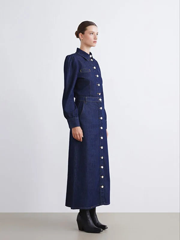 Indigo Standard Fit A-Line Jean Skirt
