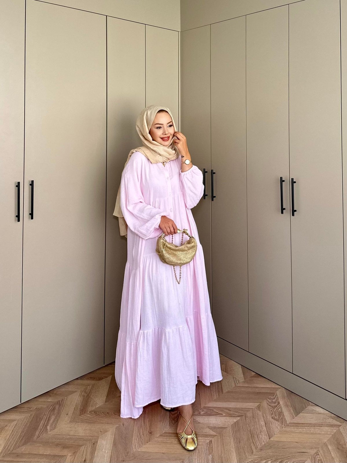 Maxi Muslin Dress - Soft Pink