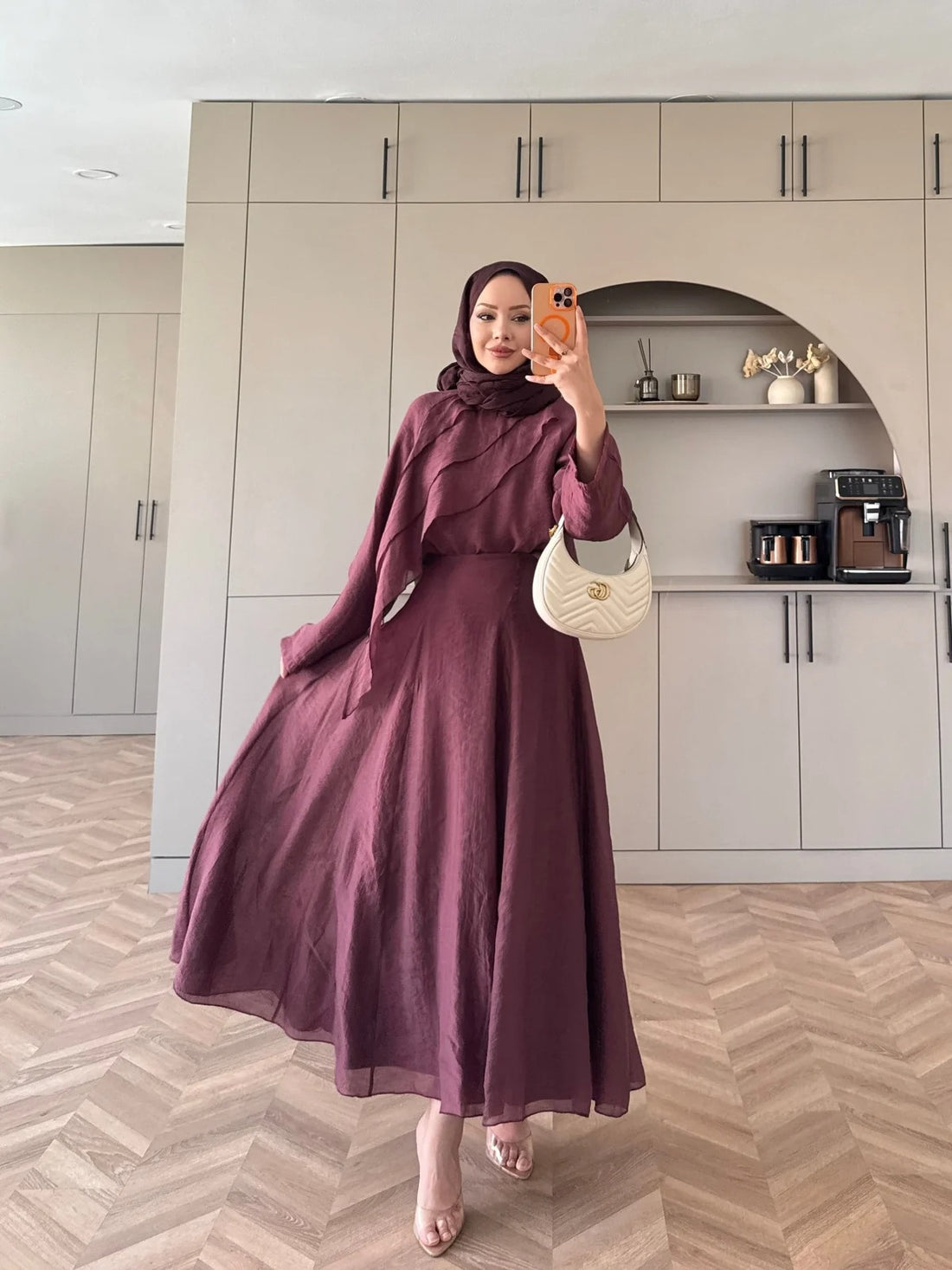 Ruffle Hem Skirt Set in Burgundy