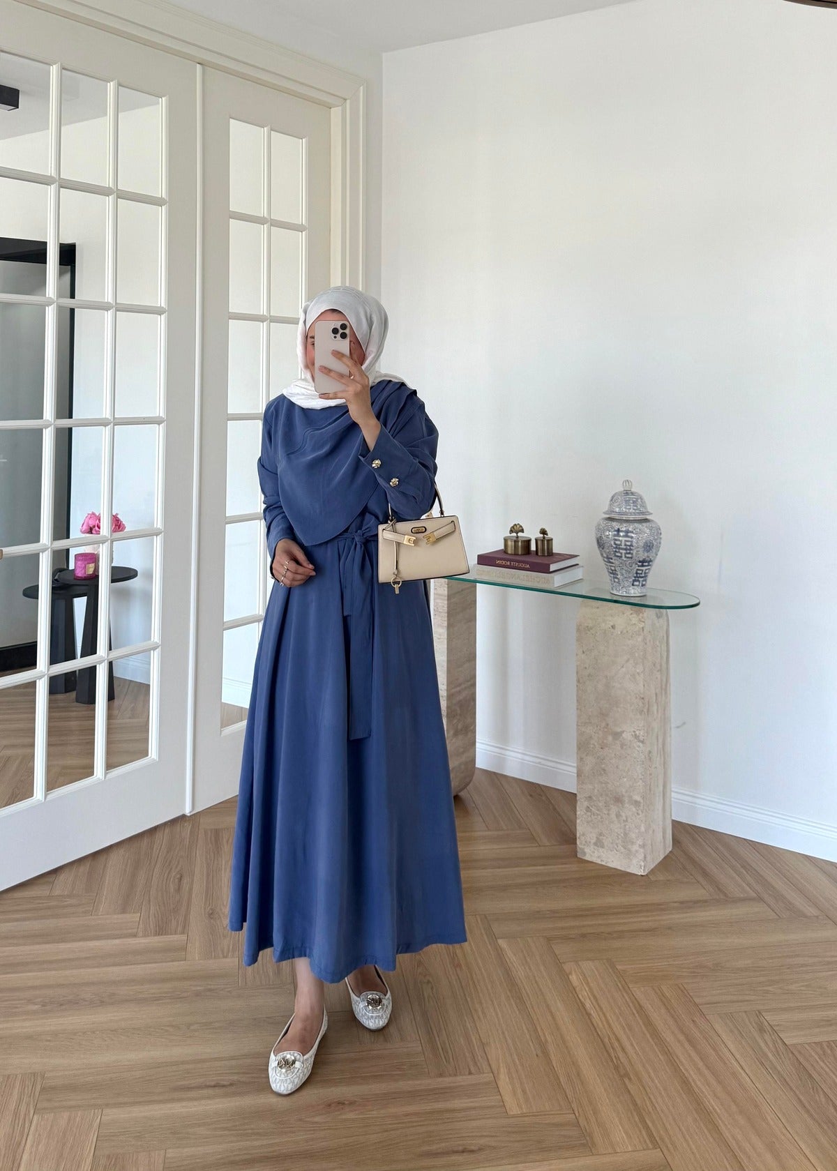 Indigo Maxi Dress with Yoke Detail – Modal Fabric
