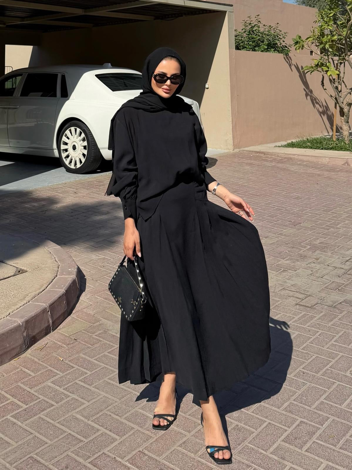 Sofia Maxi Skirt Set – Black