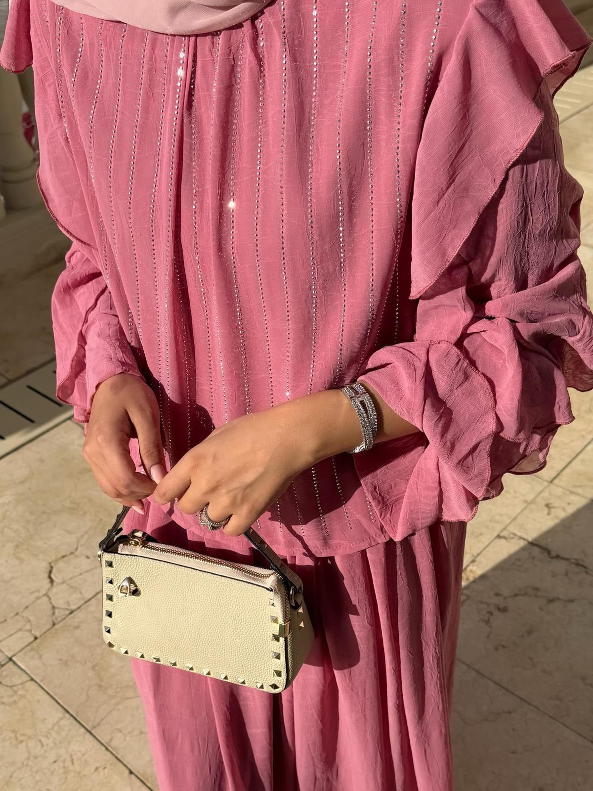 Mia Shimmer Skirt Set – Rose Petal