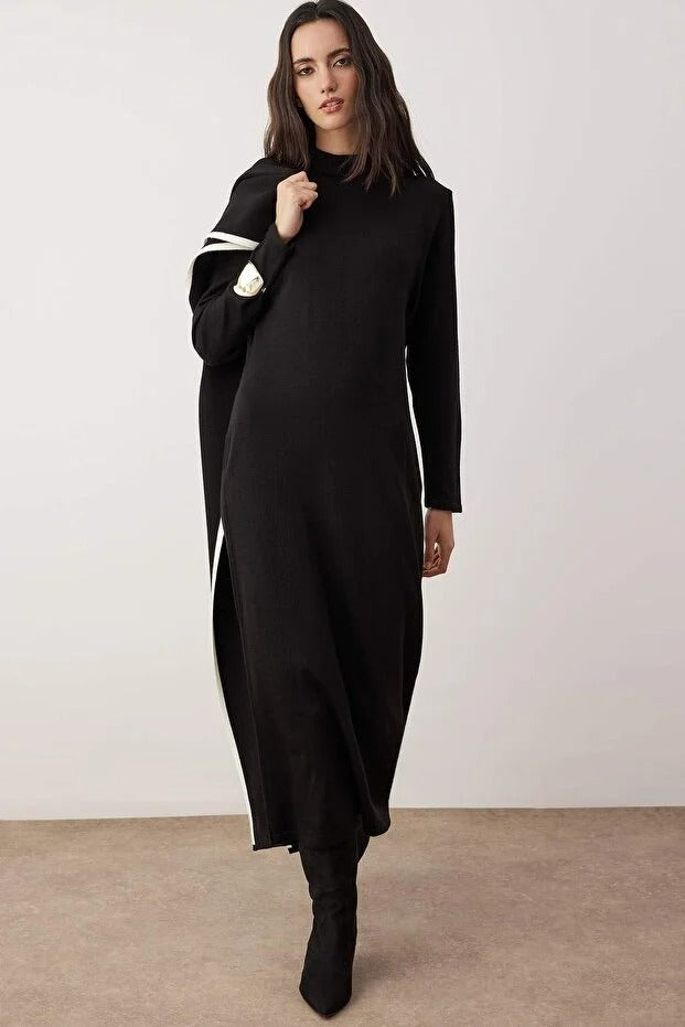 Black A-line Interlock Knit Modest Two-Piece Set