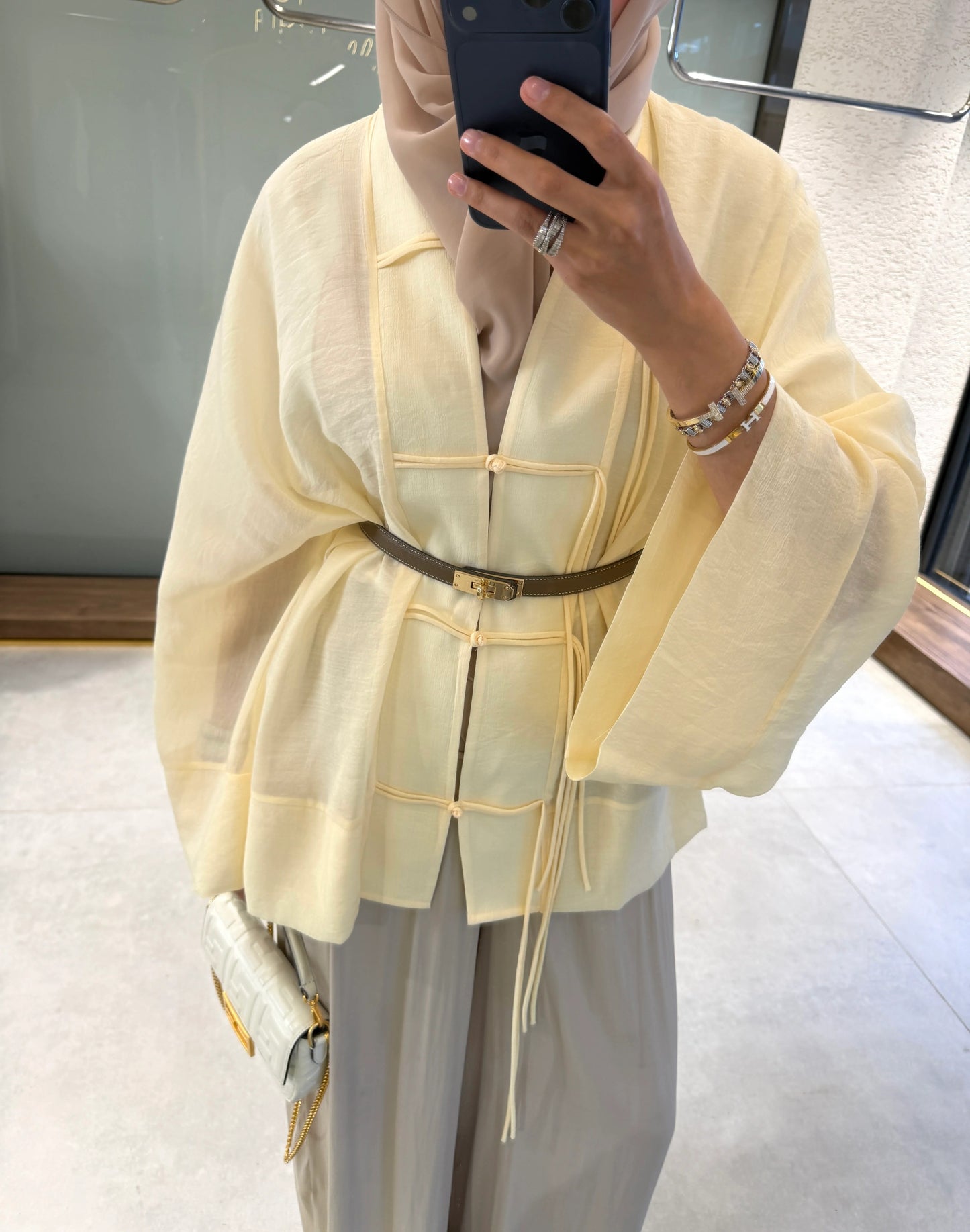 Sakura Vanilla Kimono Jacket - Elegant Lightweight Layer