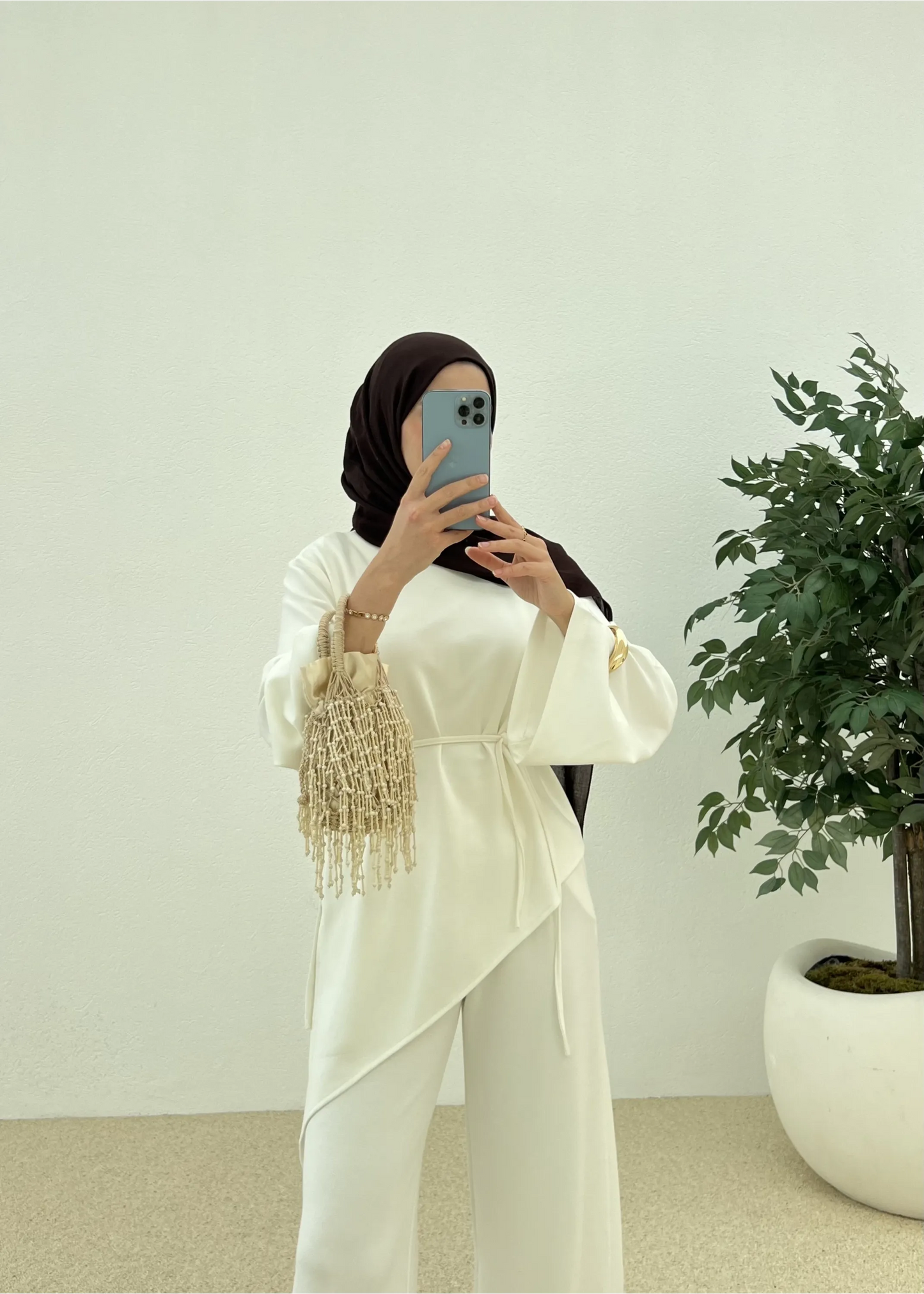 Two-Piece Modal Outfit with Asymmetrical Cut
