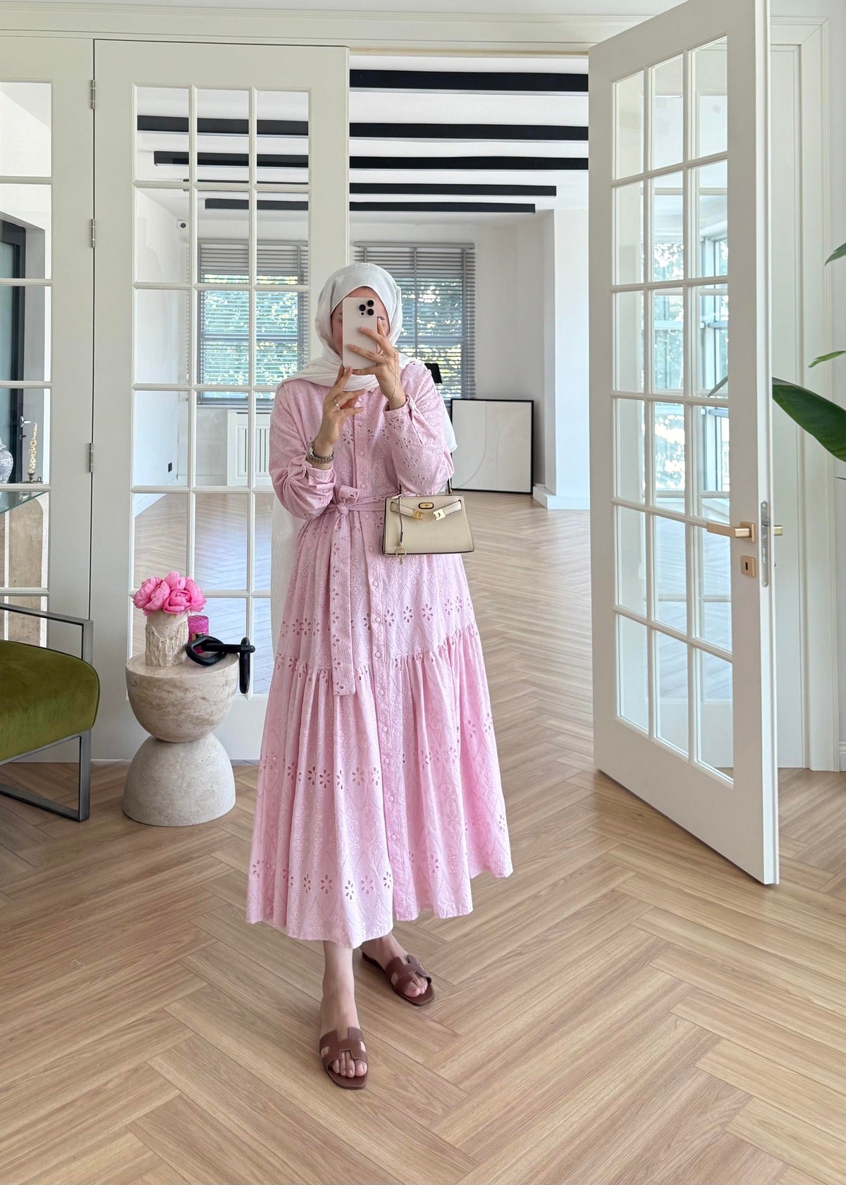 Lace Trim Dress – Pink