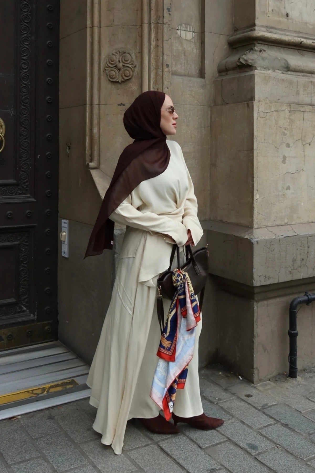 Satin Skirt & Top Set – Stone