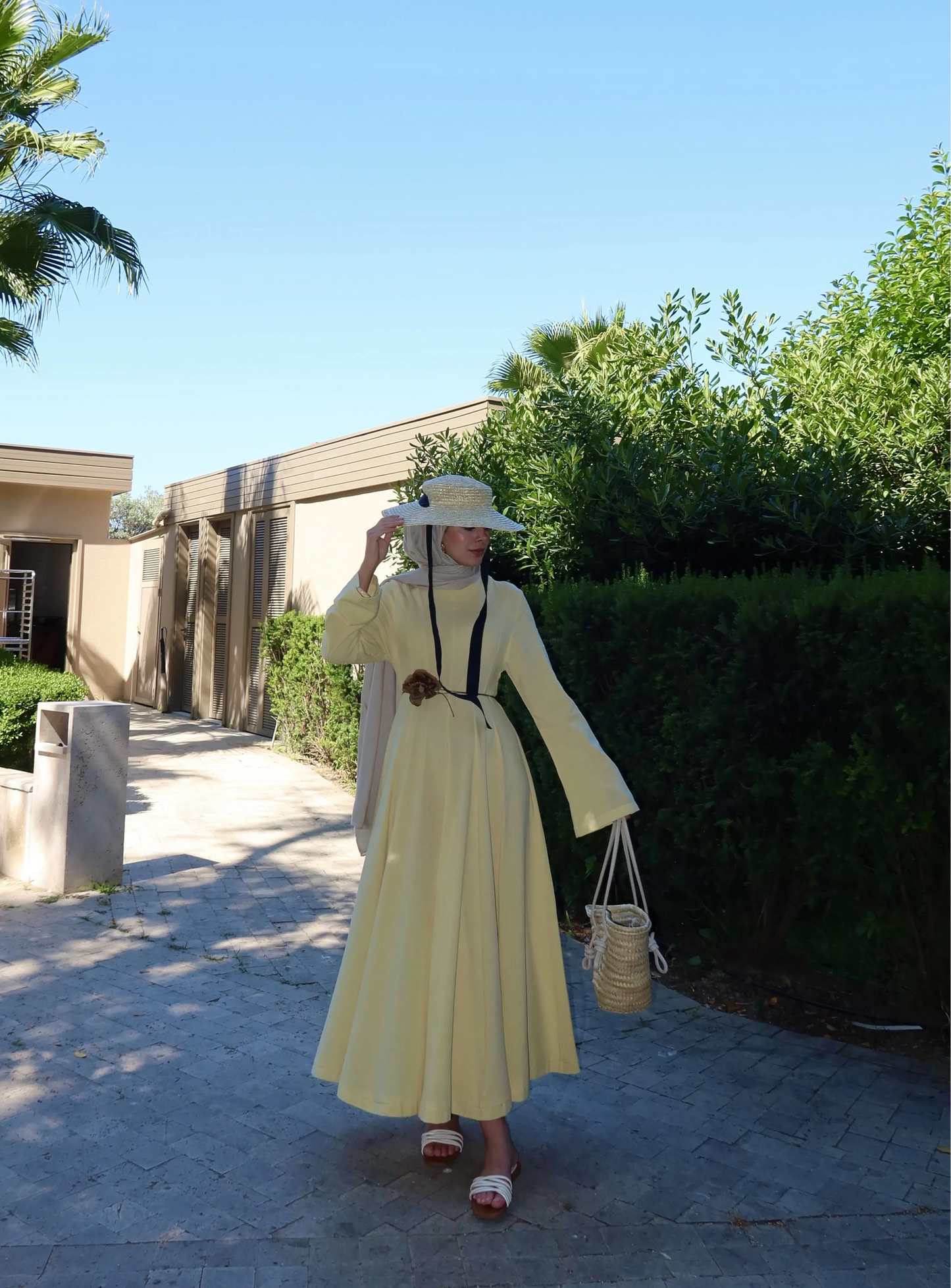 100% Linen Fitted Maxi Dress – Butter Yellow