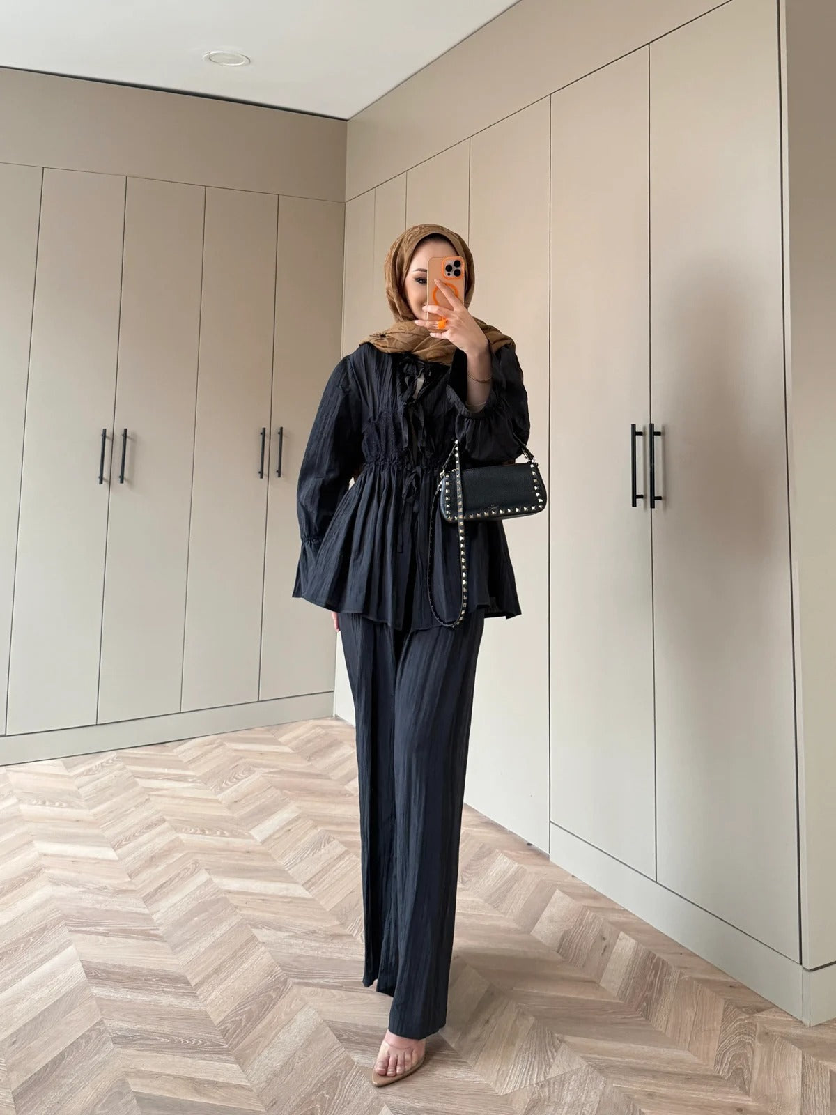 Nada Lace Detail Two-Piece Set – Black