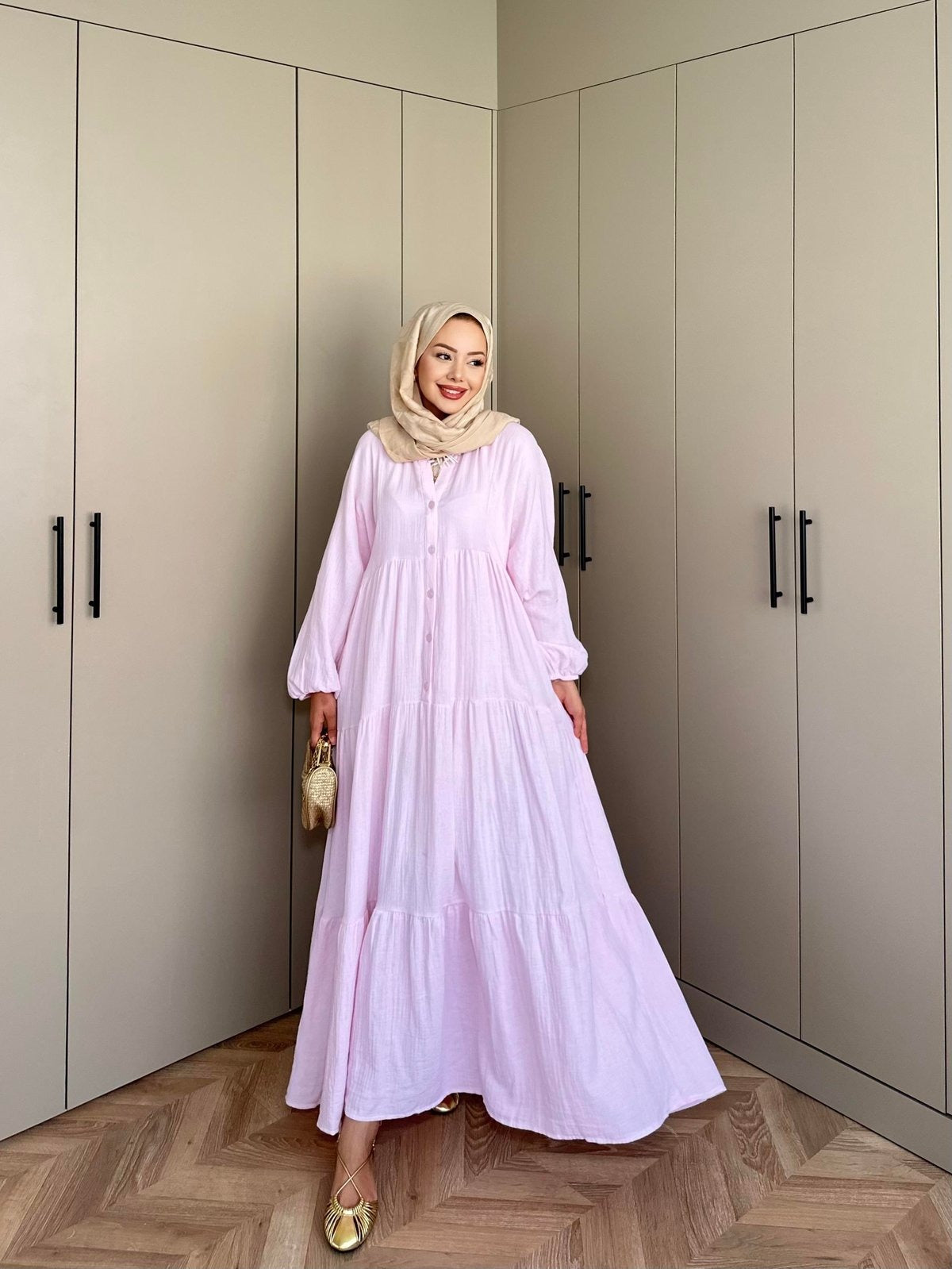 Maxi Muslin Dress - Soft Pink