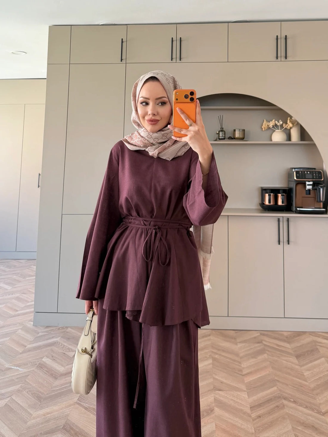 Judy Linen Trouser Set - Two-Piece Co-ord - Burgundy