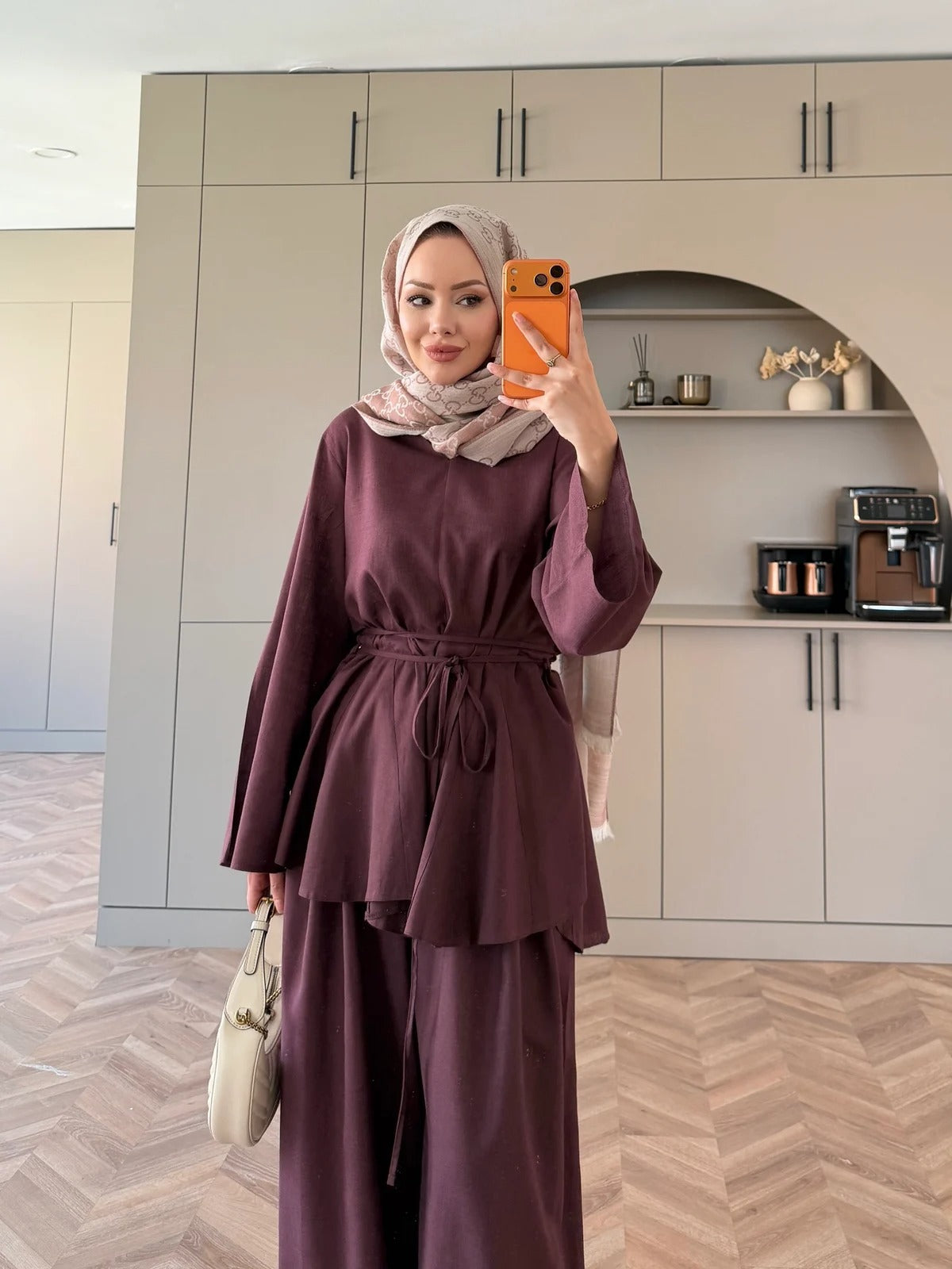 Judy Linen Trouser Set - Two-Piece Co-ord - Burgundy