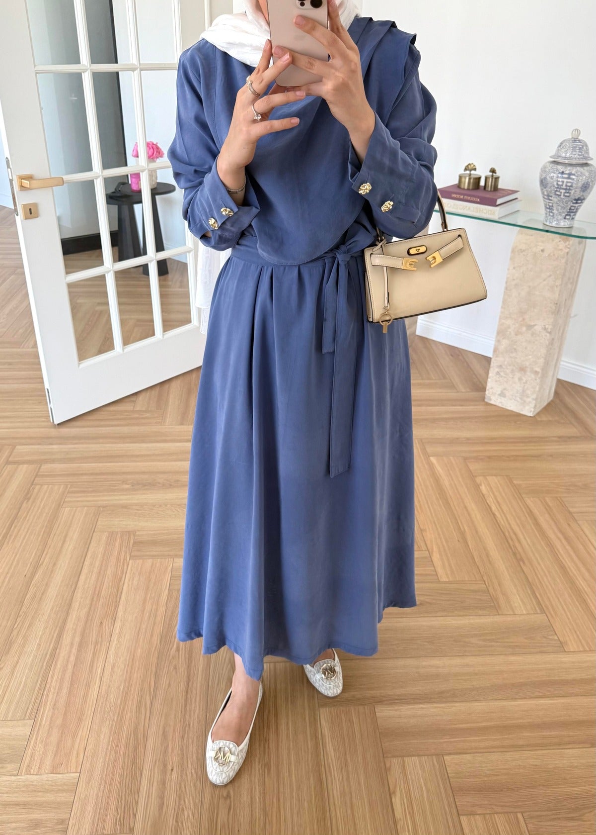 Indigo Maxi Dress with Yoke Detail – Modal Fabric
