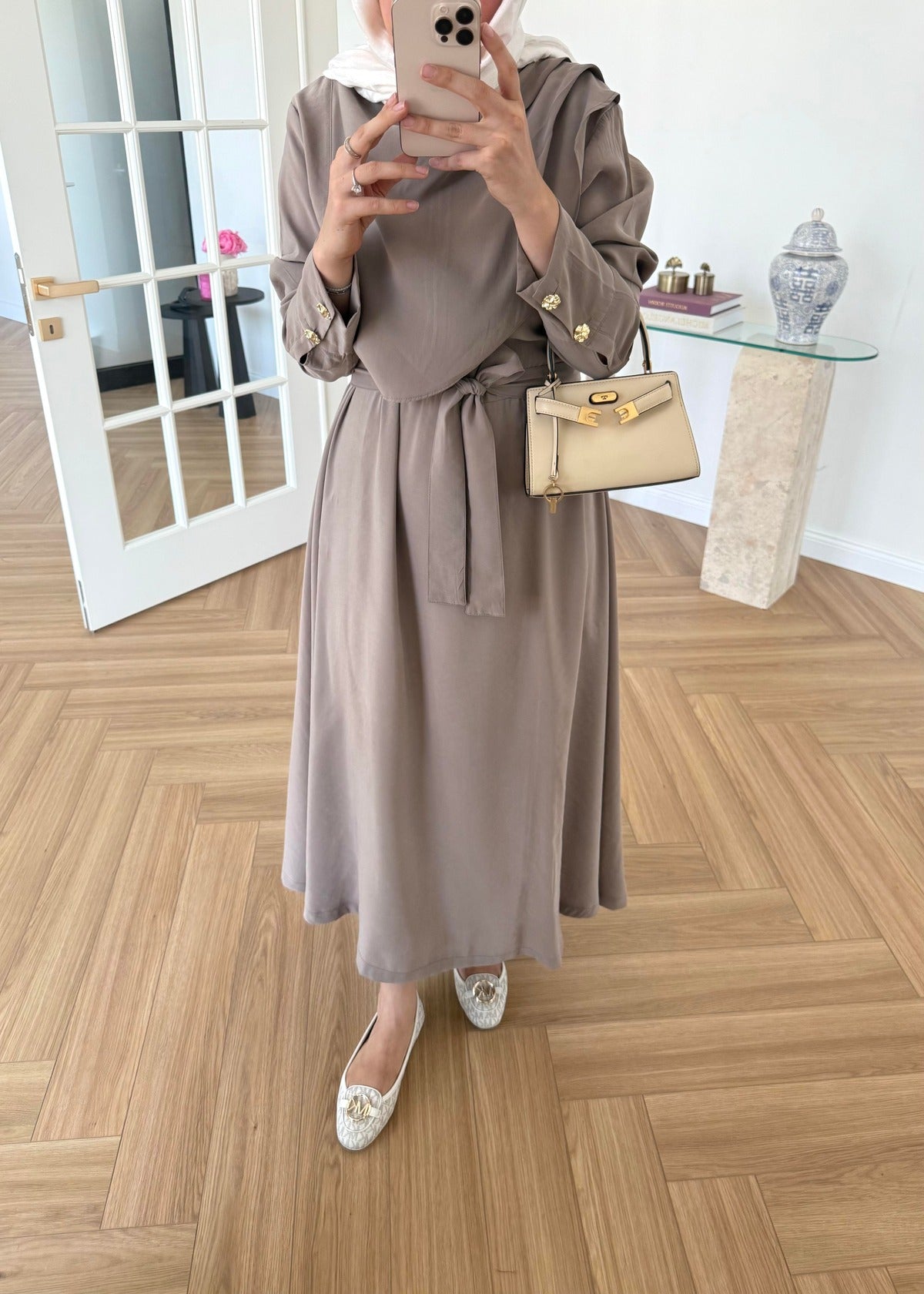 Mink Maxi Dress with Yoke Detail – Modal Fabric