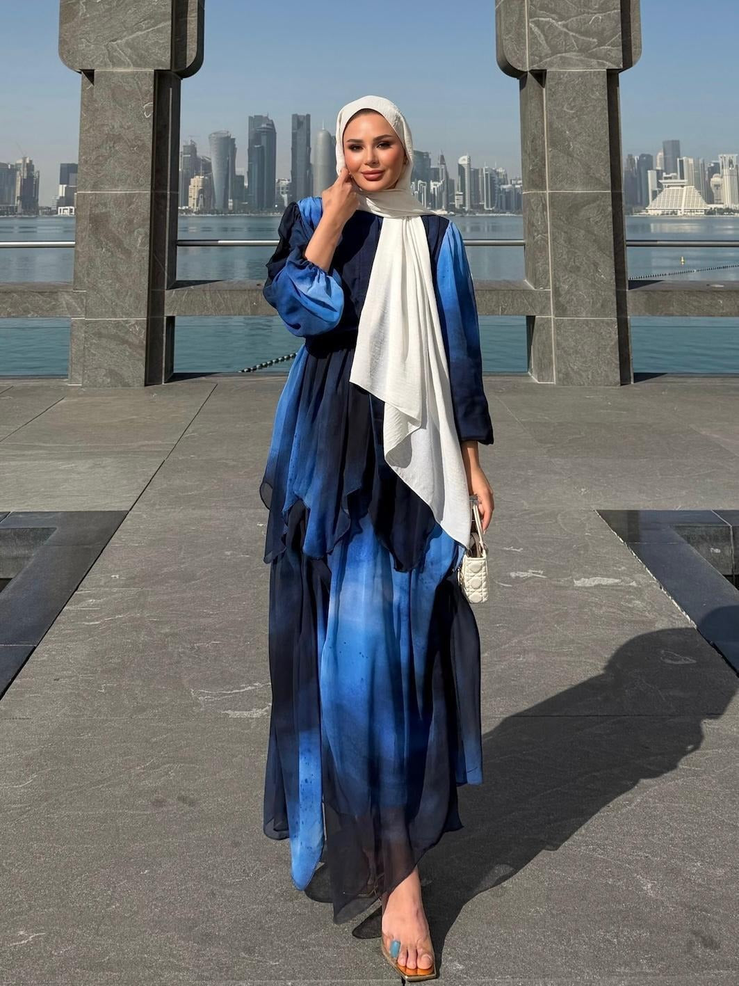 Rose Flowy Dress – Royal Blue