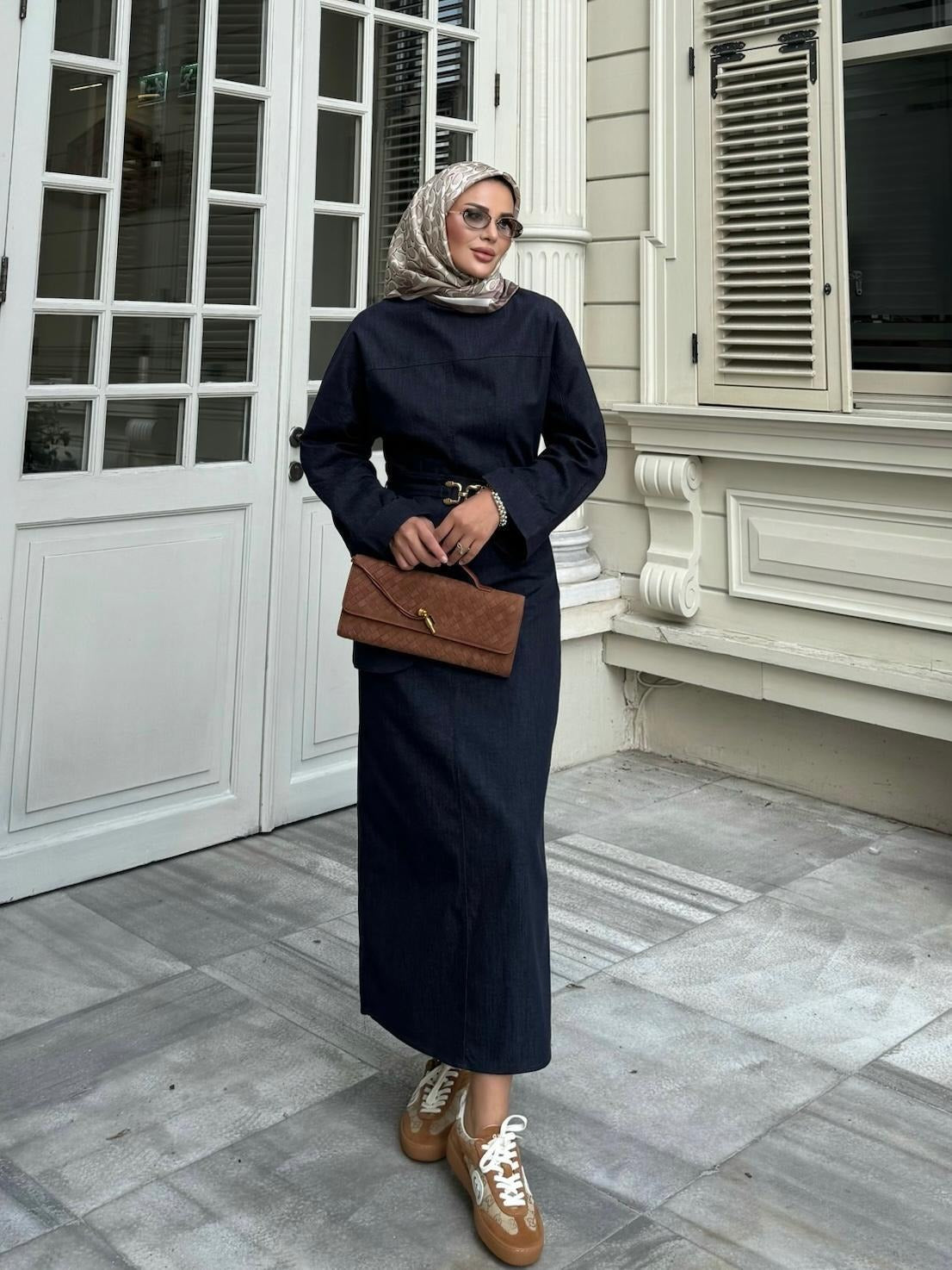 Belted Denim Dress – Denim Blue