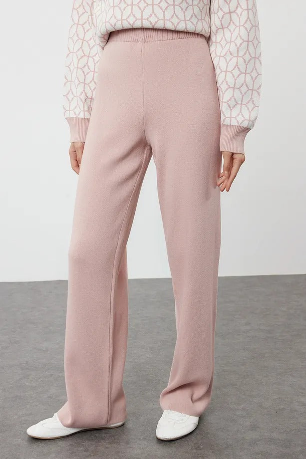 Rose Dust Geometric-Pattern Knit Sweater & Pants Set