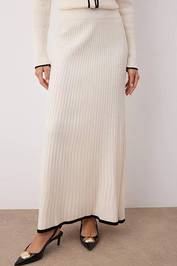 Ivory Regular Ribbed Knit Modest Two-Piece Set