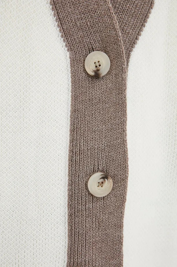 Mink Stripe Detail Knit Cardigan & Pants Set