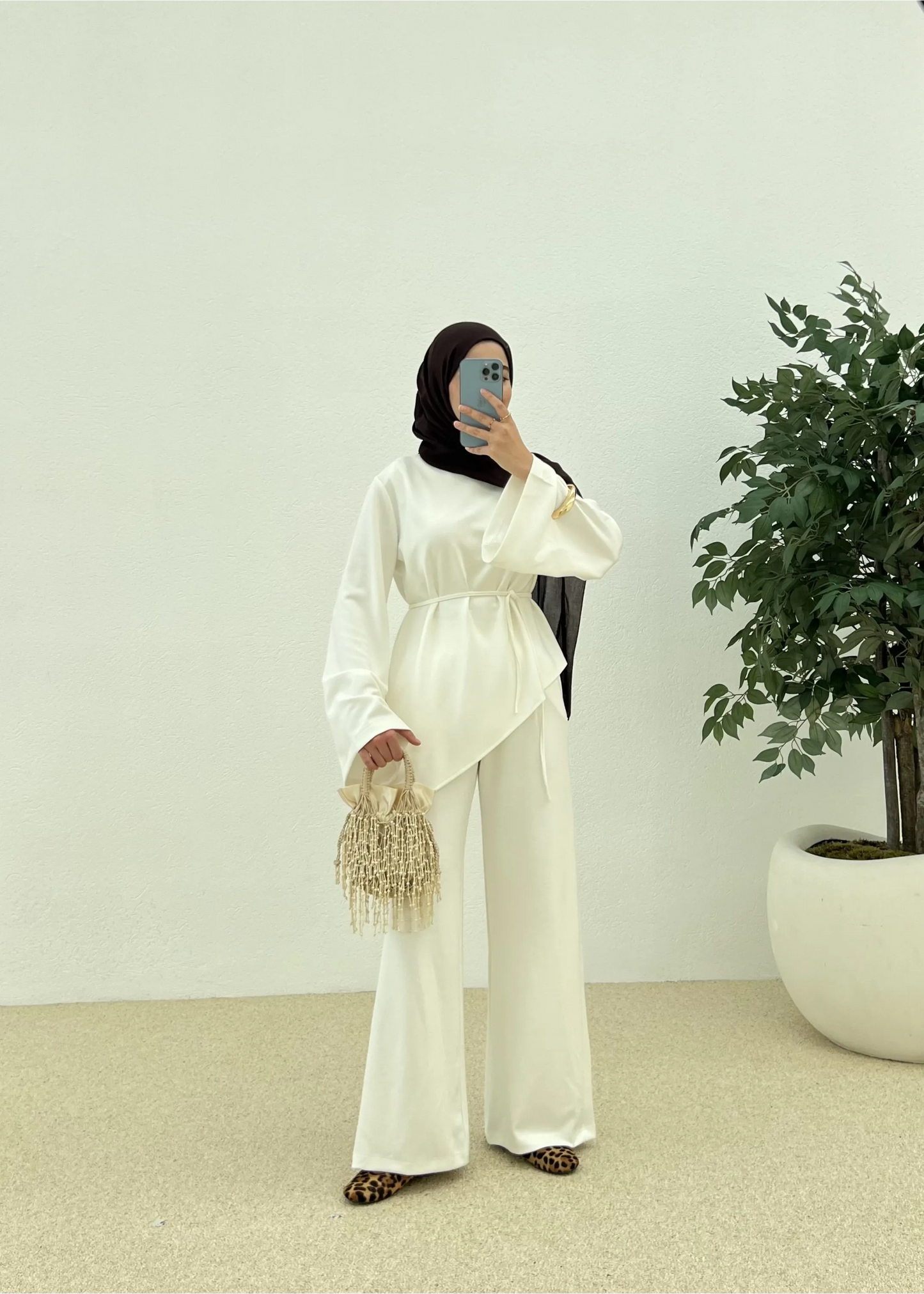 Two-Piece Modal Outfit with Asymmetrical Cut
