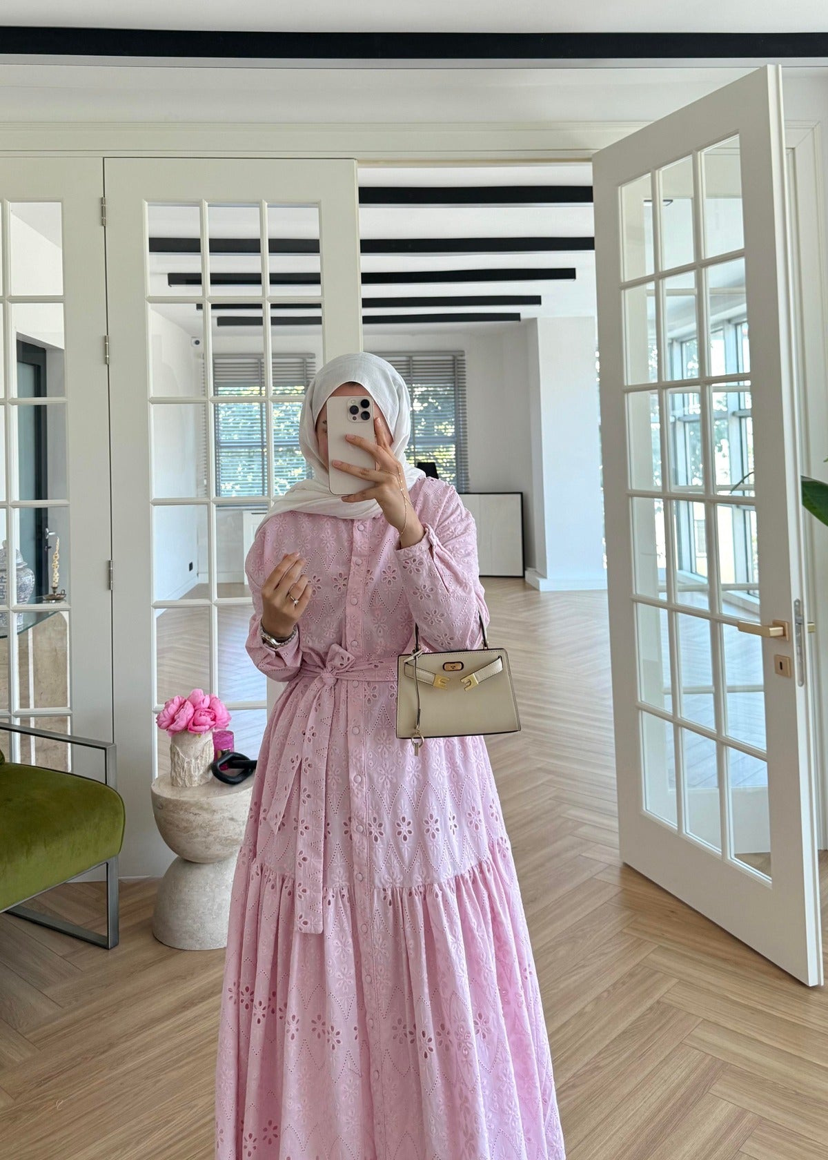 Lace Trim Dress – Pink