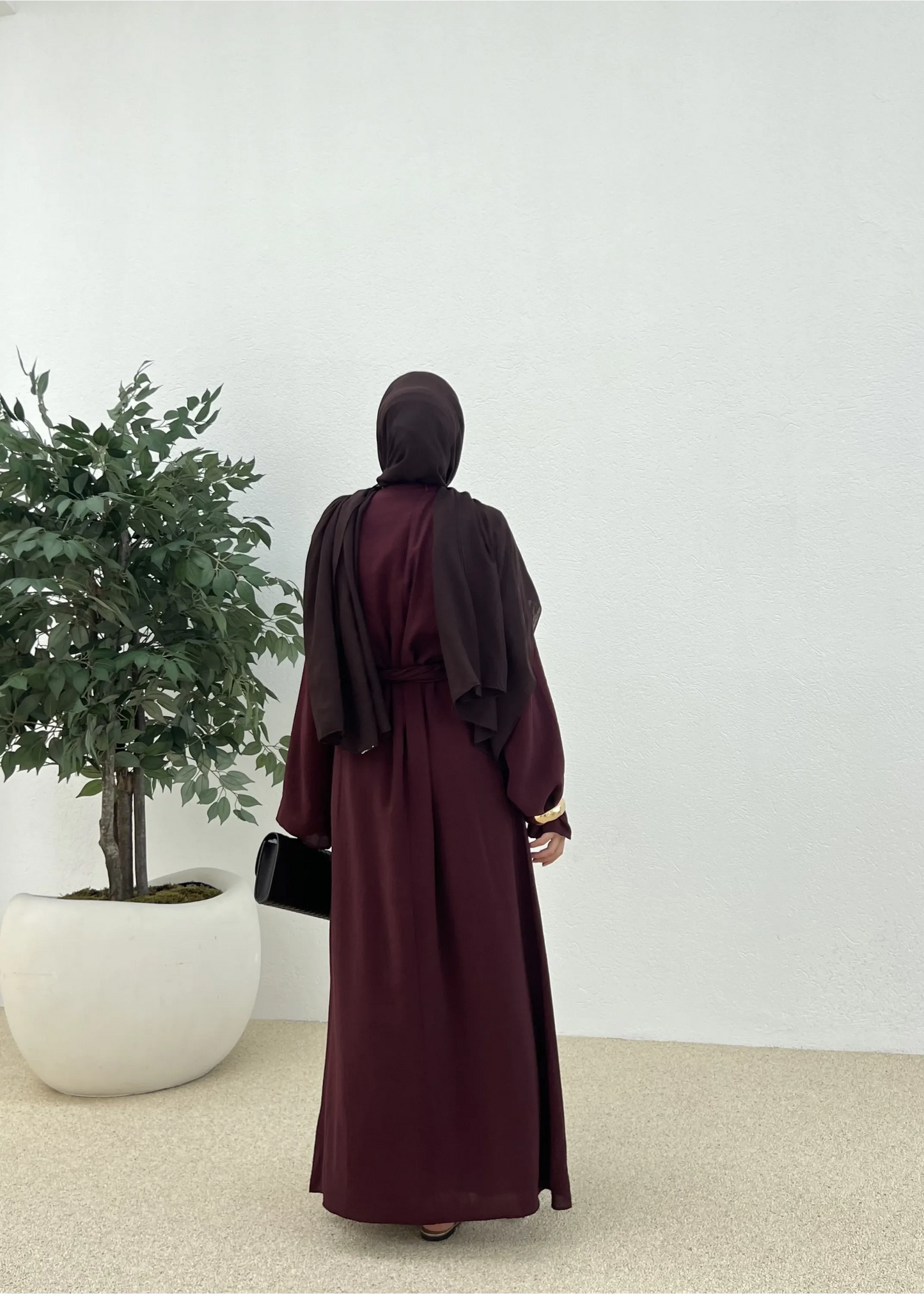 Burgundy Tencel Dress with Buckle Detail
