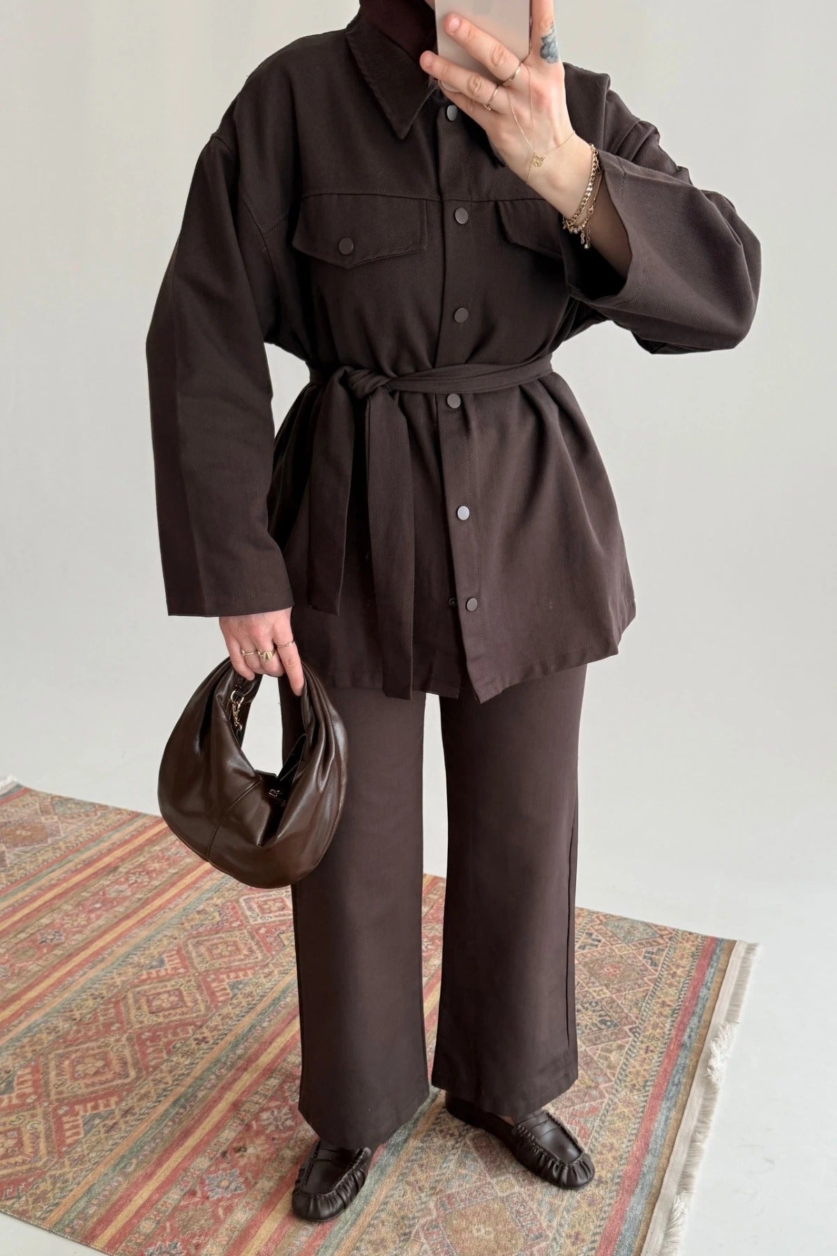 Premium Brown Gabardine Jacket & Pants Set