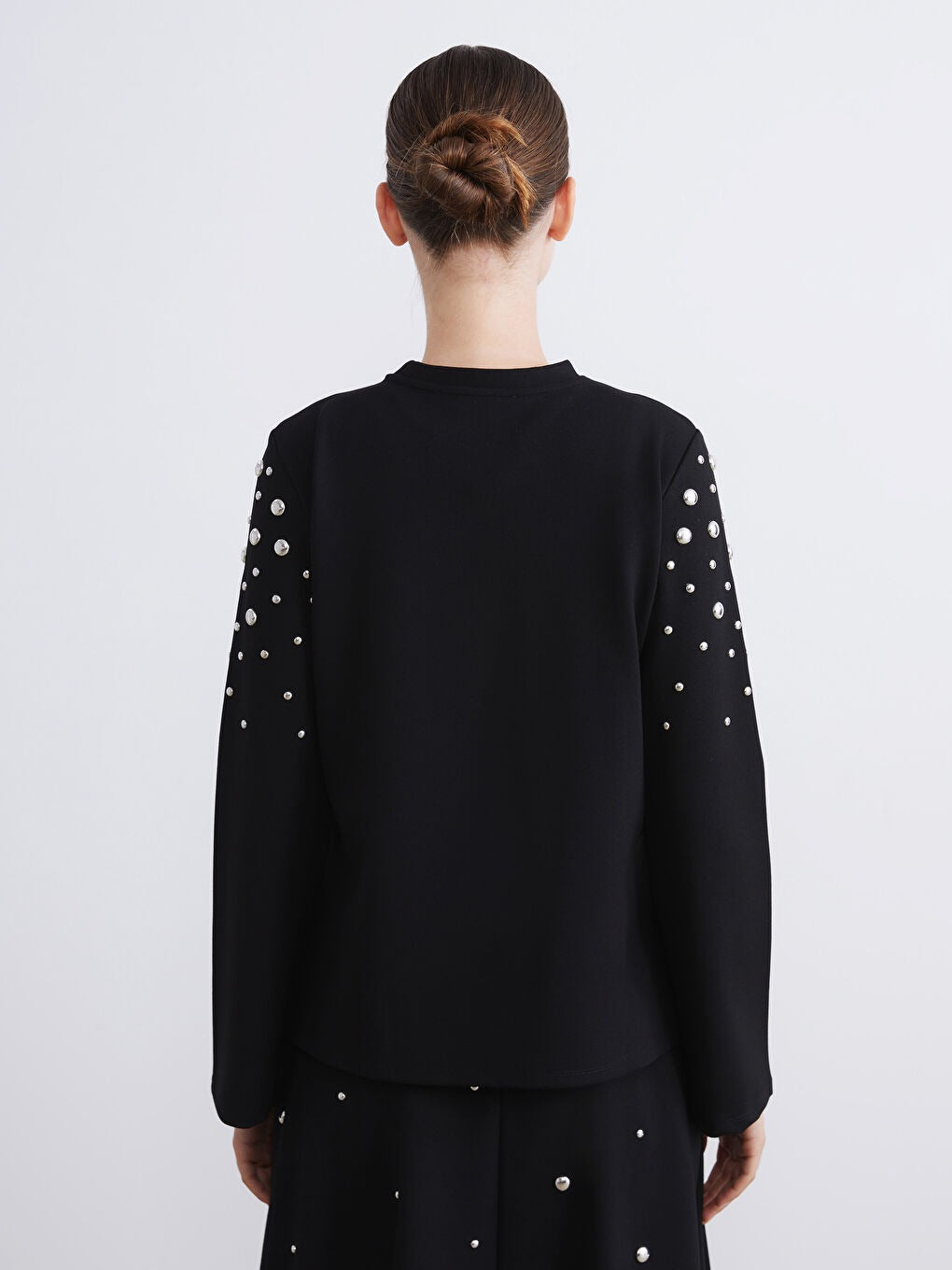 Black Appliqué Sweatshirt Tunic