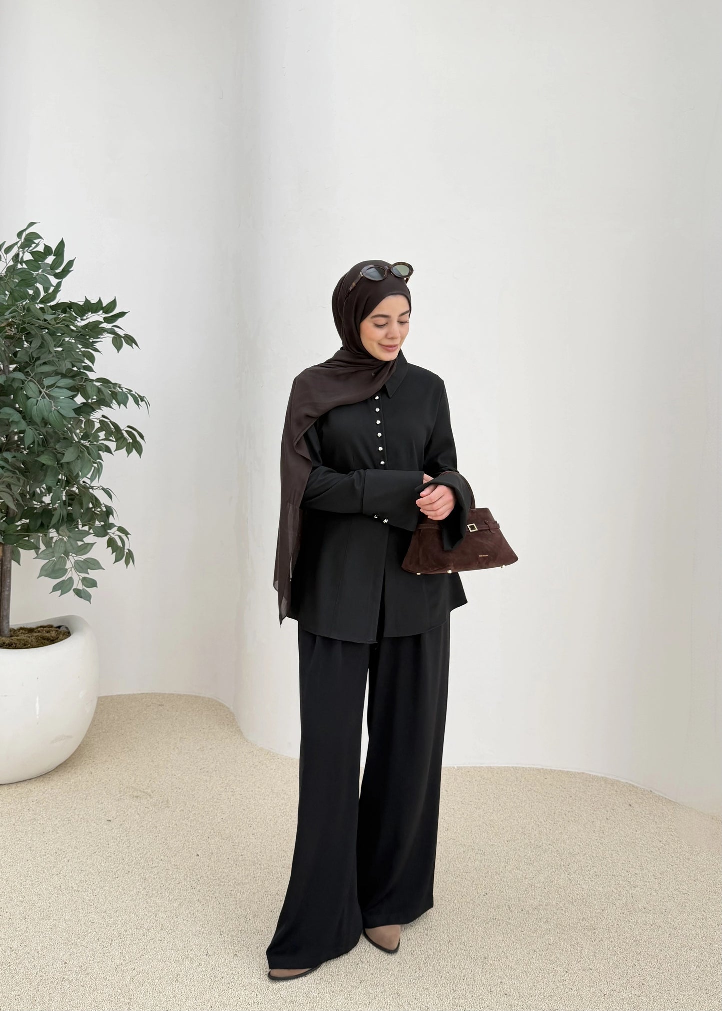 Black Mini Button Shirt – 100% Cotton