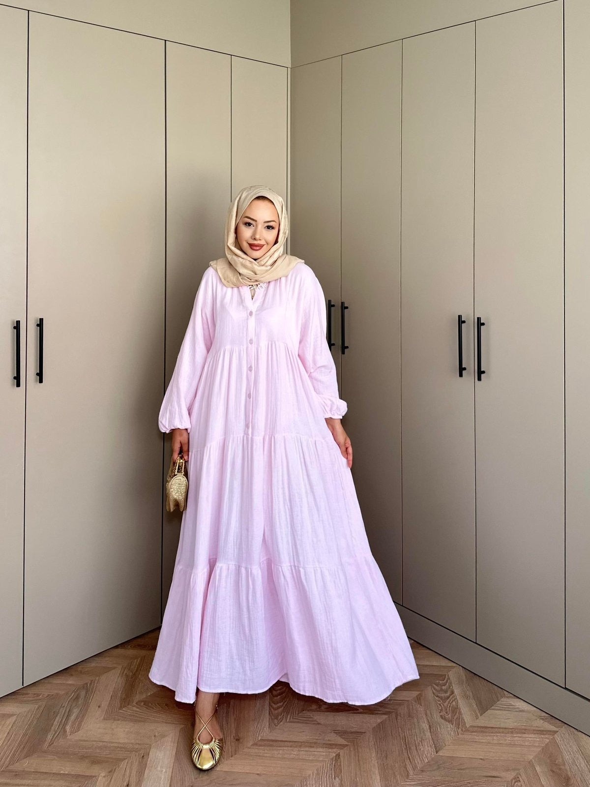 Maxi Muslin Dress - Soft Pink