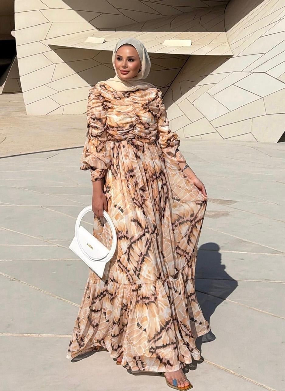 Iris Flowy Dress – Beige