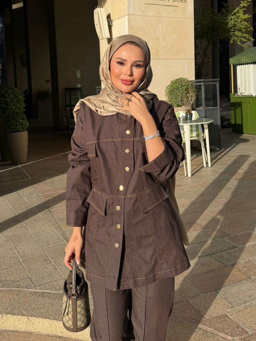 Manche Denim Set – Brown