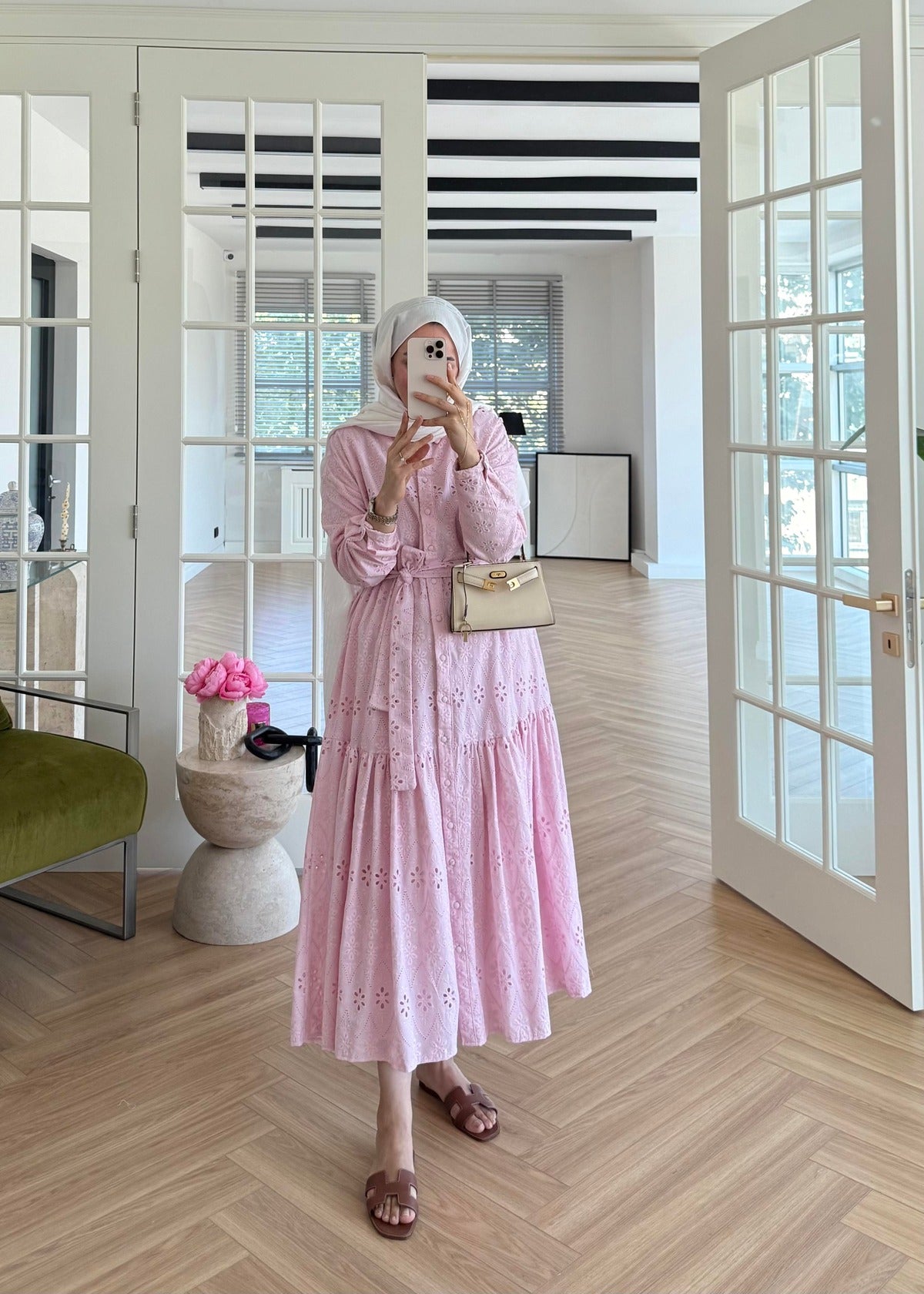 Lace Trim Dress – Pink