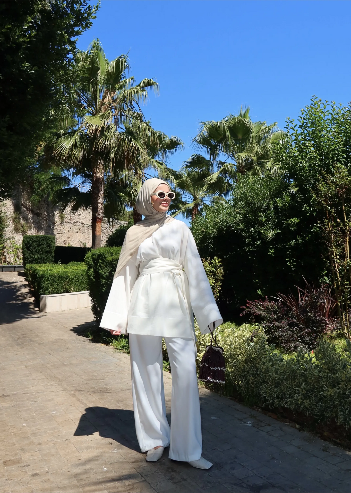 White Belted Linen Tunic