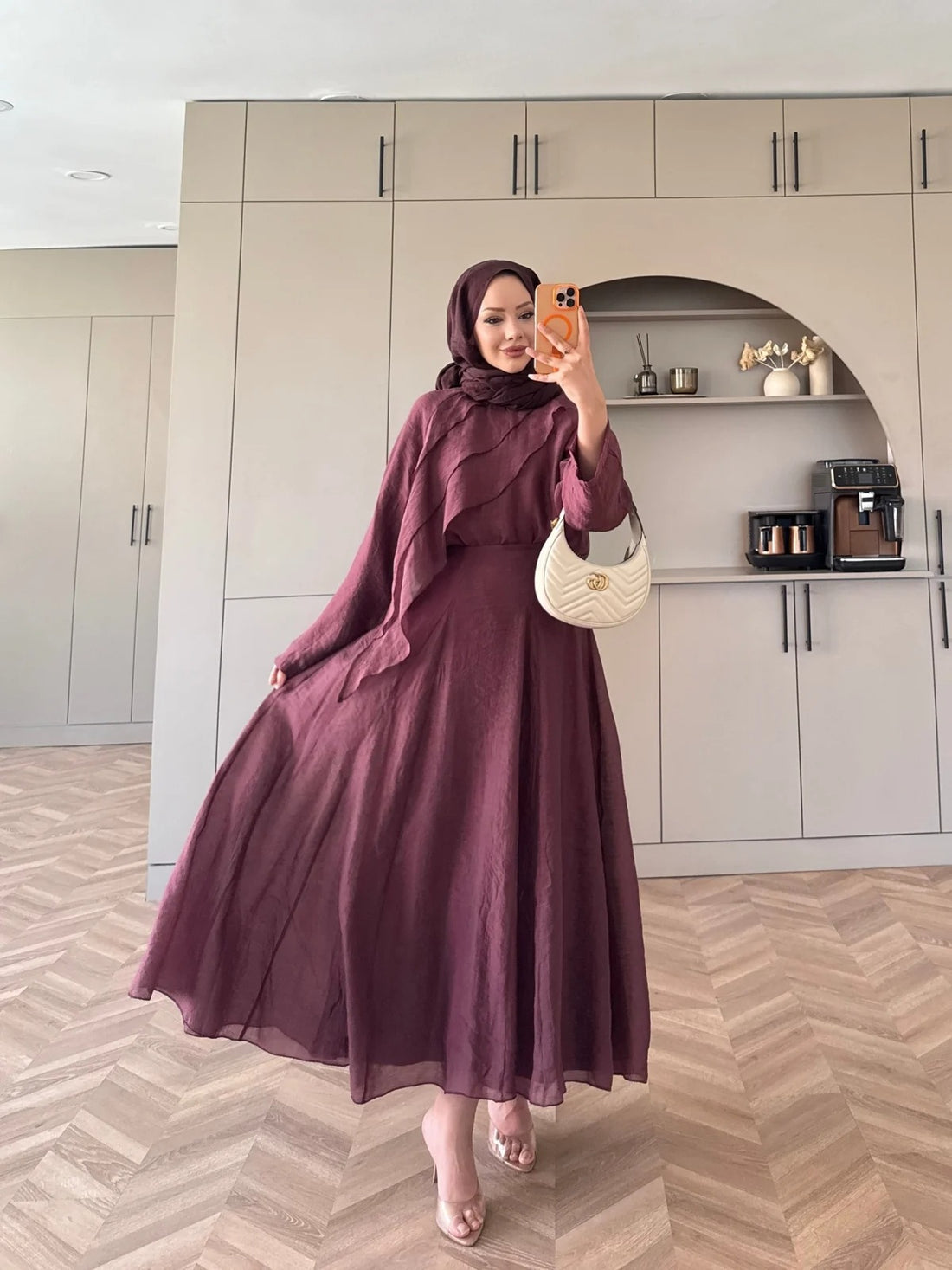 Ruffle Hem Skirt Set in Burgundy