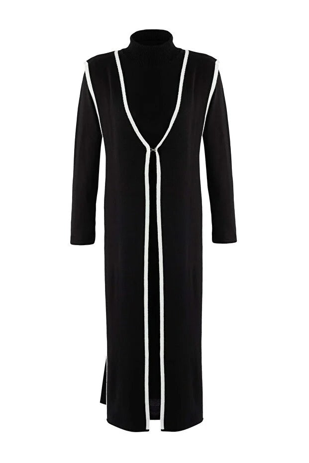 Black A-line Interlock Knit Modest Two-Piece Set