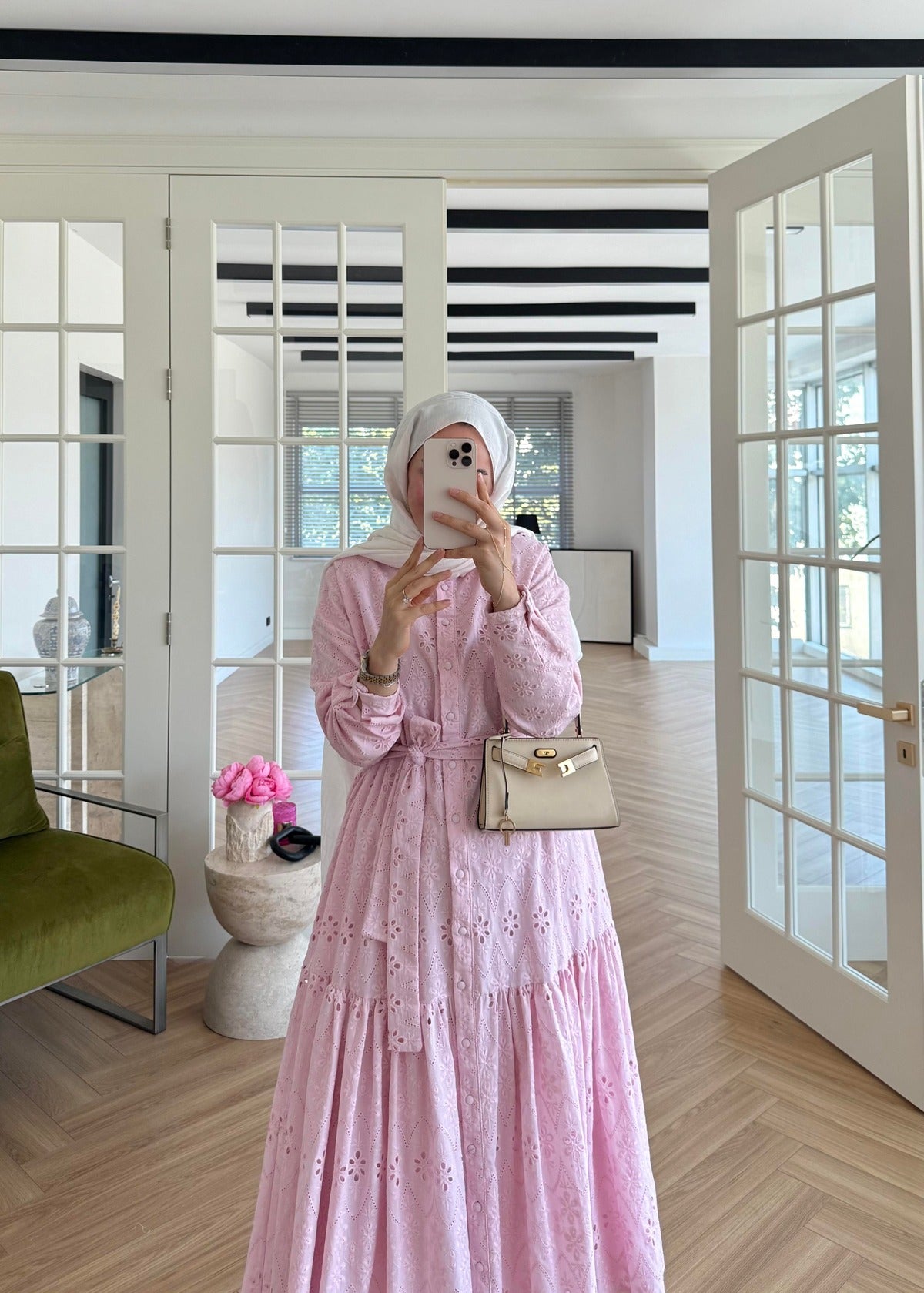 Lace Trim Dress – Pink