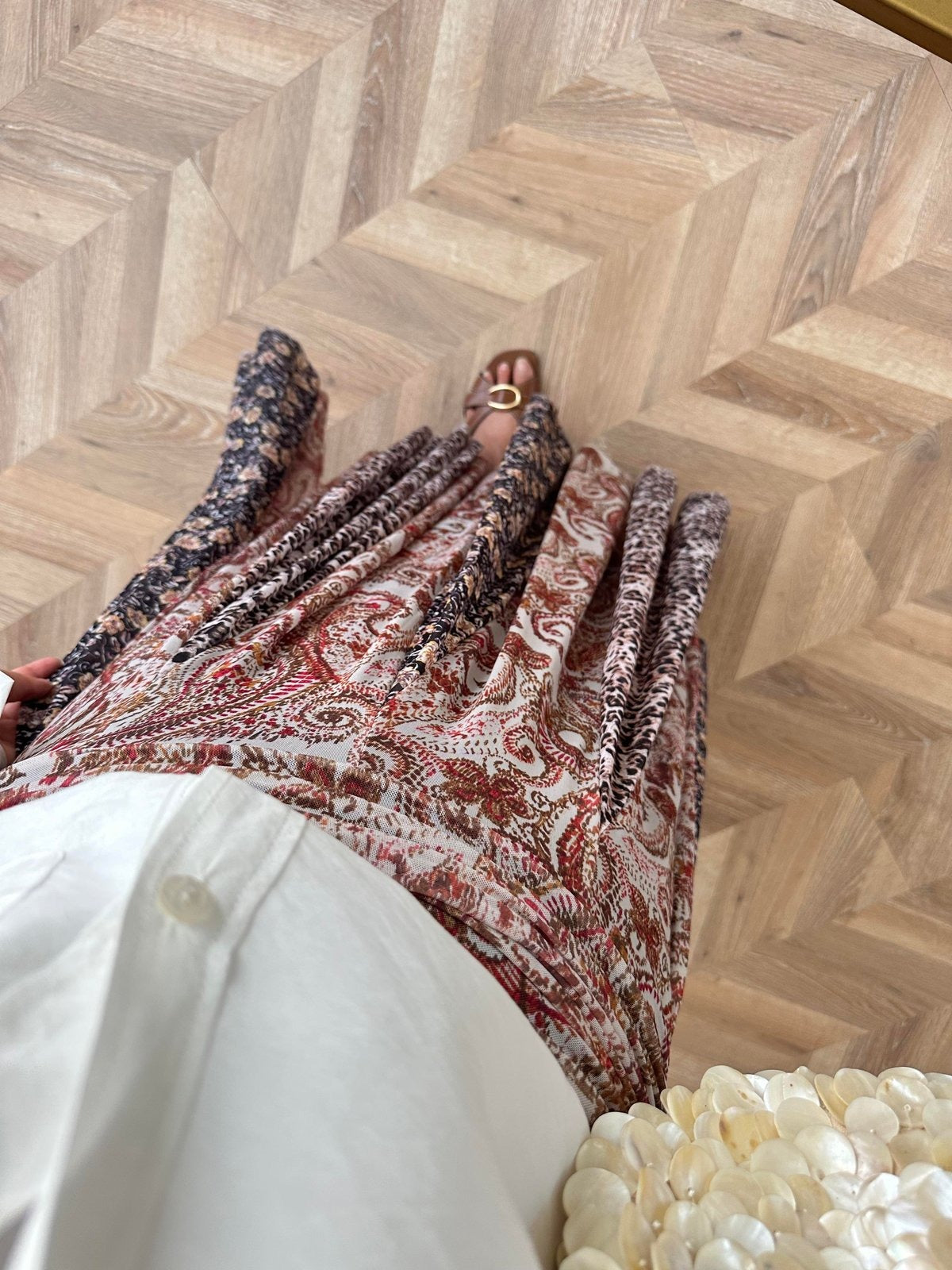 Boho Patterned Chiffon Skirt