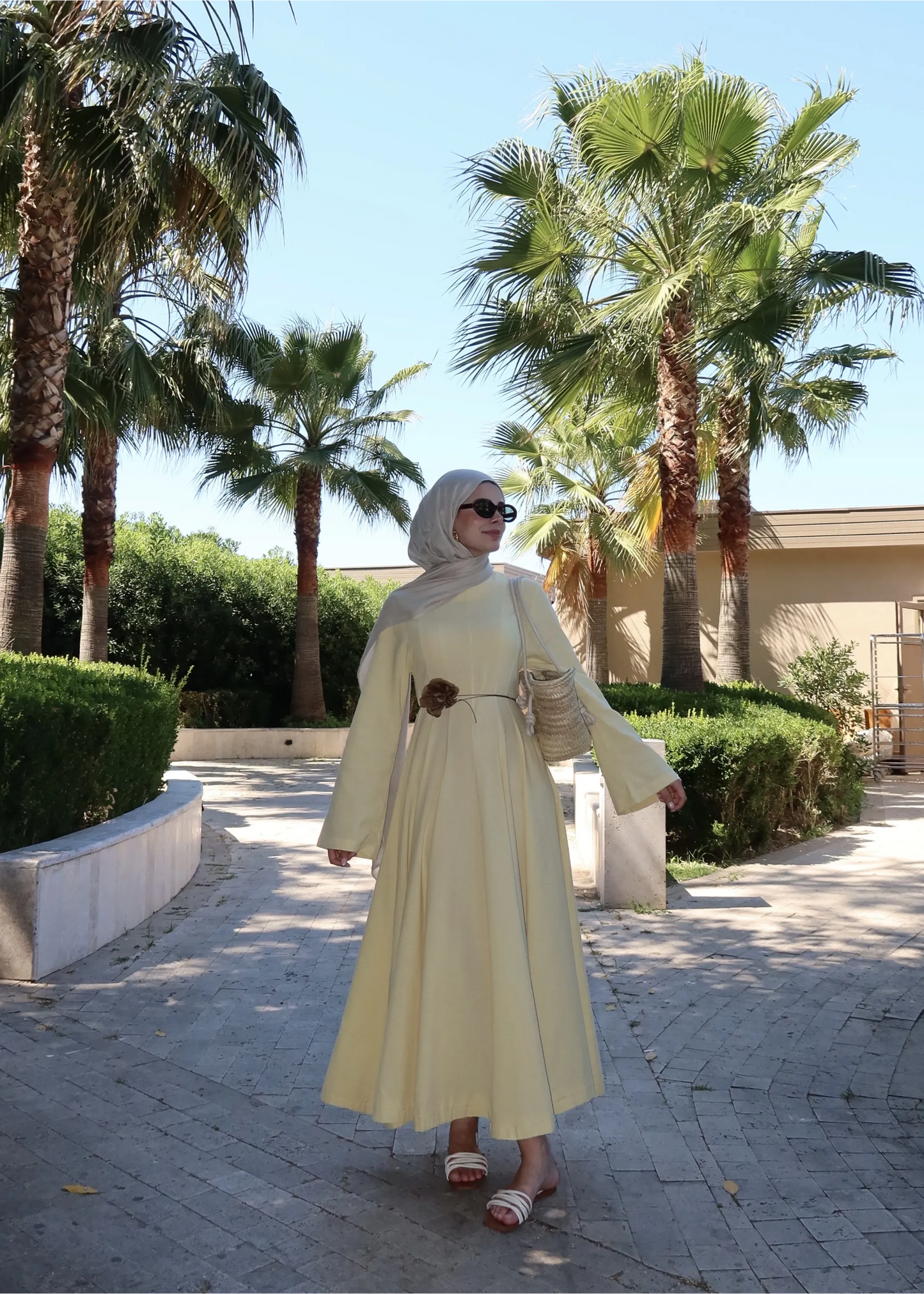 100% Linen Fitted Maxi Dress – Butter Yellow