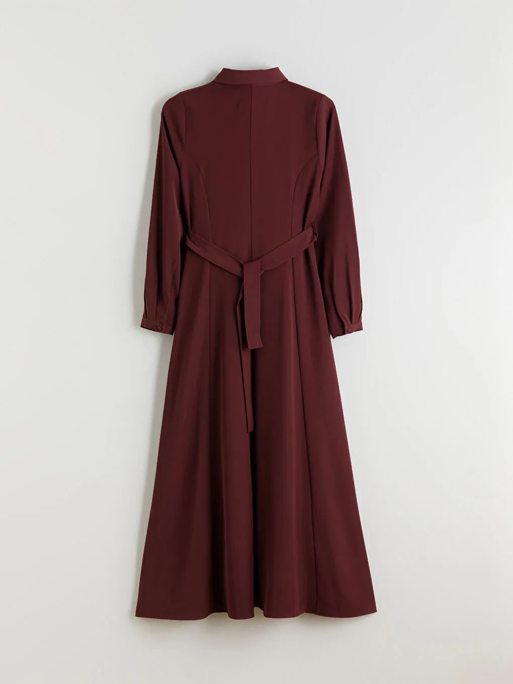 Limited Collection Burgundy Belted Crepe Shirt Dress
