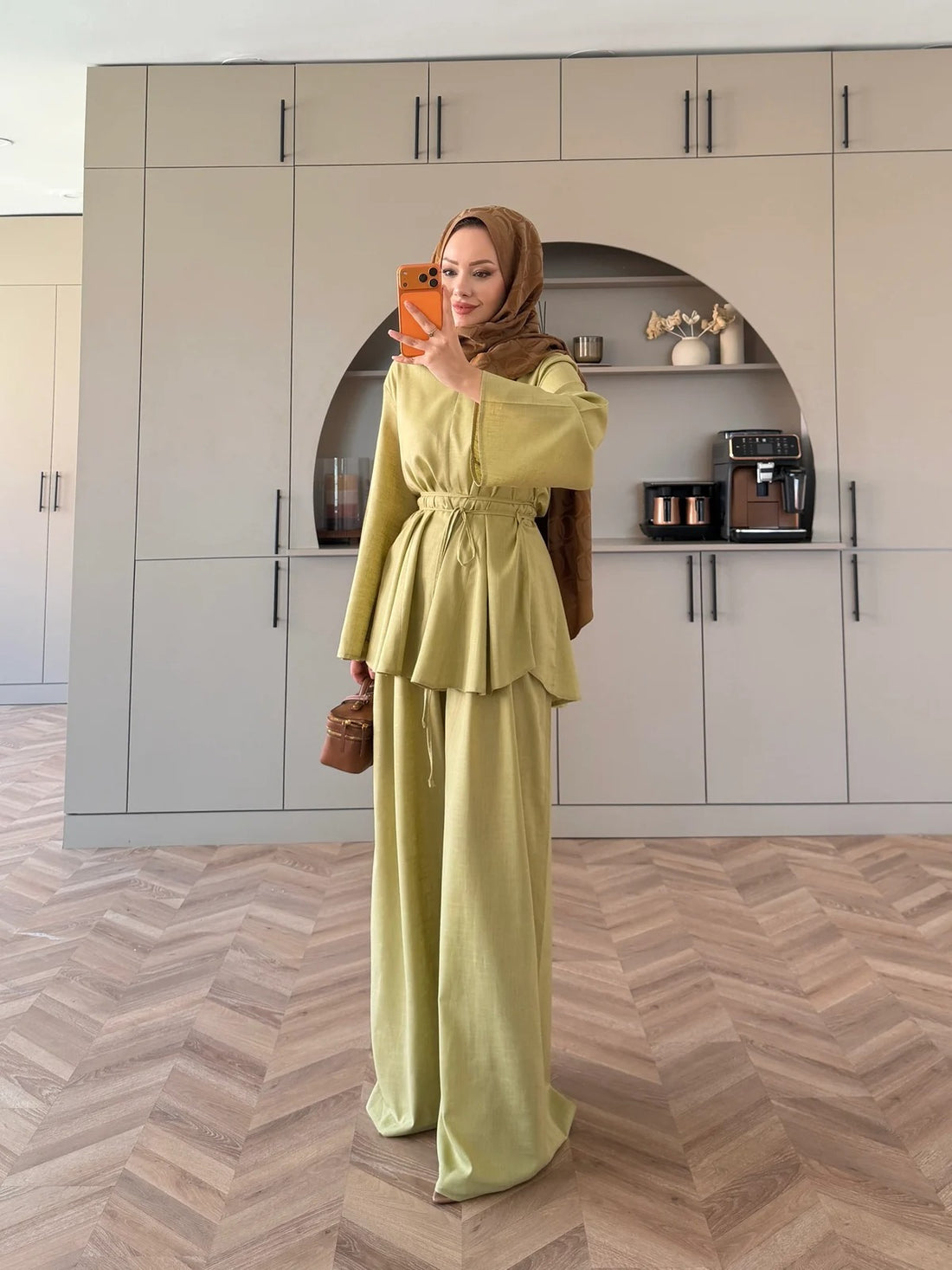 Judy Linen Trouser Set - Two-Piece Co-ord - Light Lime