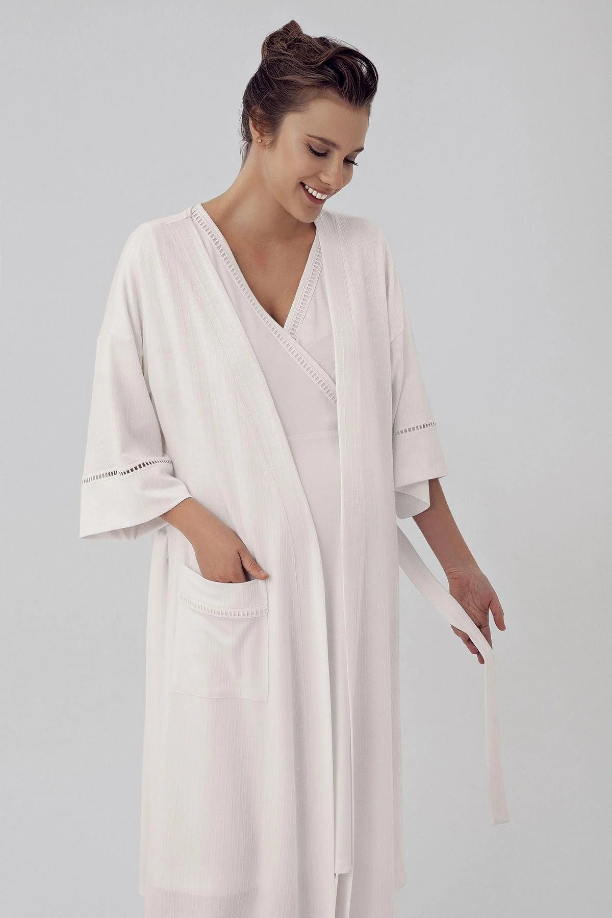 Short Sleeve Stretch Viscose Maternity Robe & Nightgown Set
