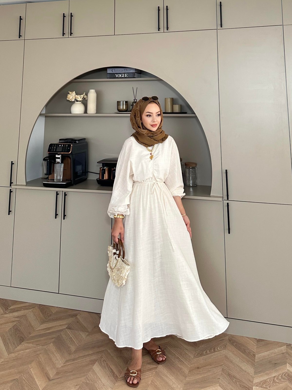 Lamina Linen Dress Beige
